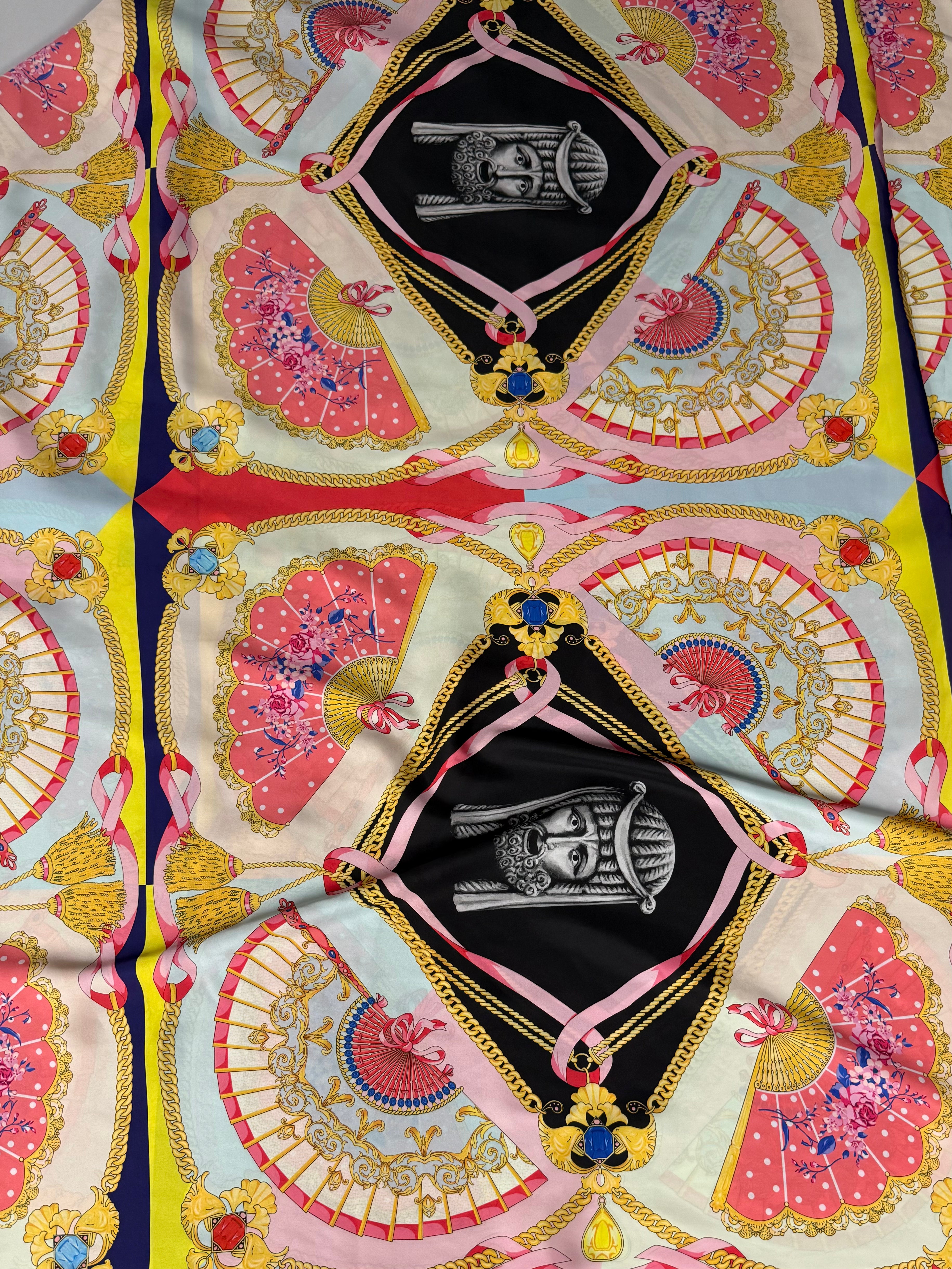 Vintage Baroque Pattern Fabric - Multicolor Abstract Fabric by the Yard