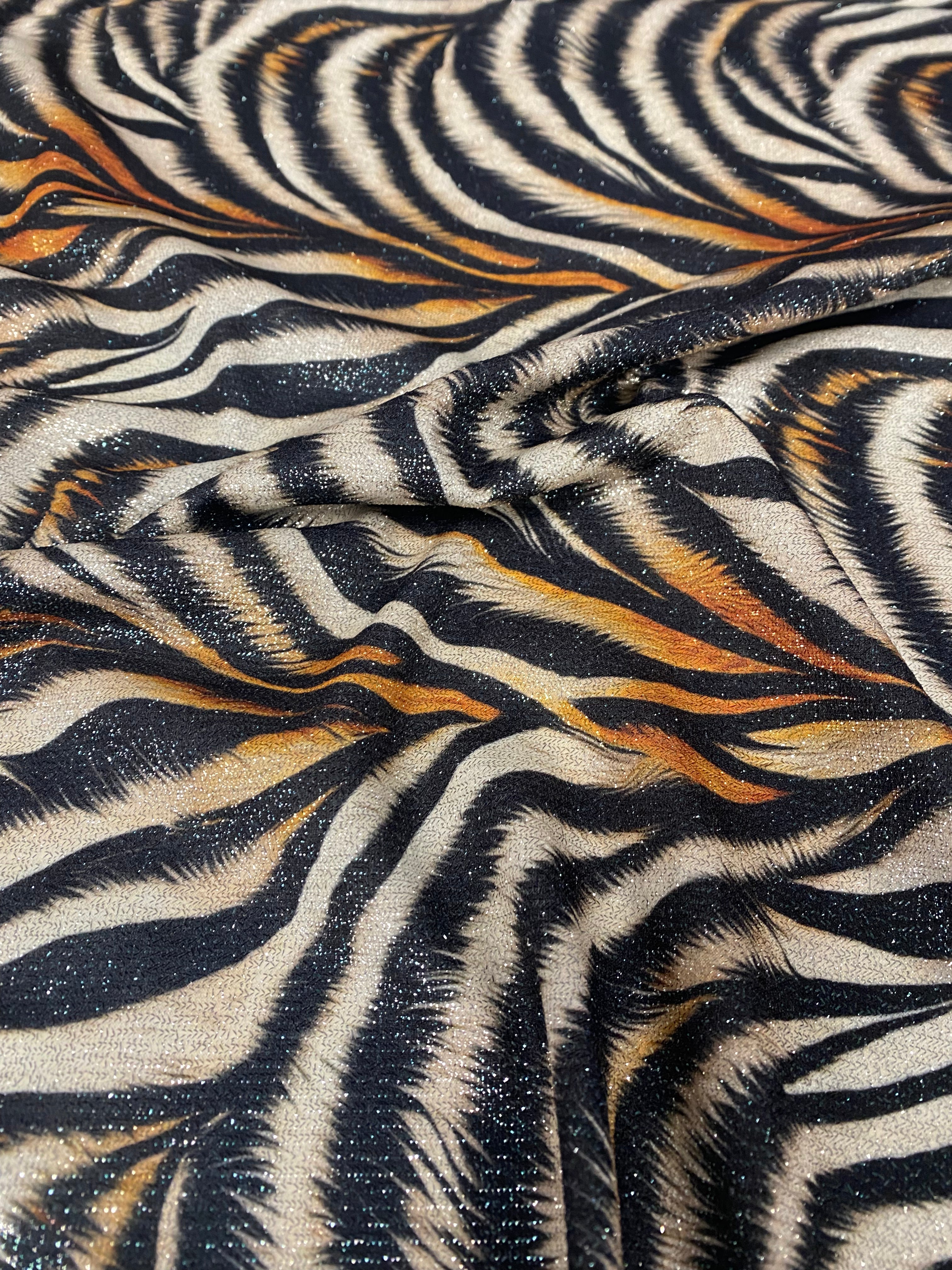 Gold Lurex Tiger Fabric