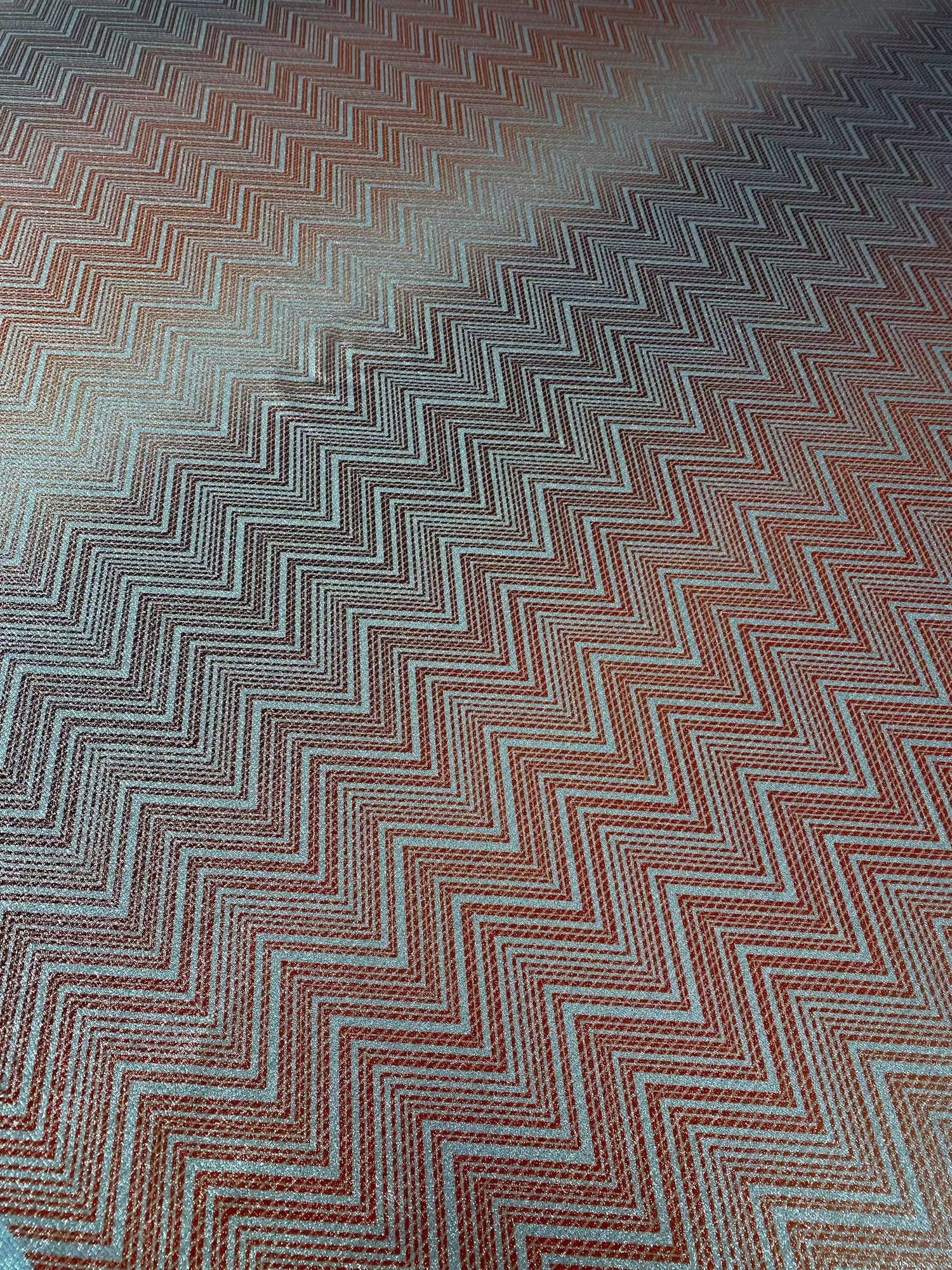 Gold Lurex striped metallic chevron pattern fabric with 4-way stretch and shimmering finish