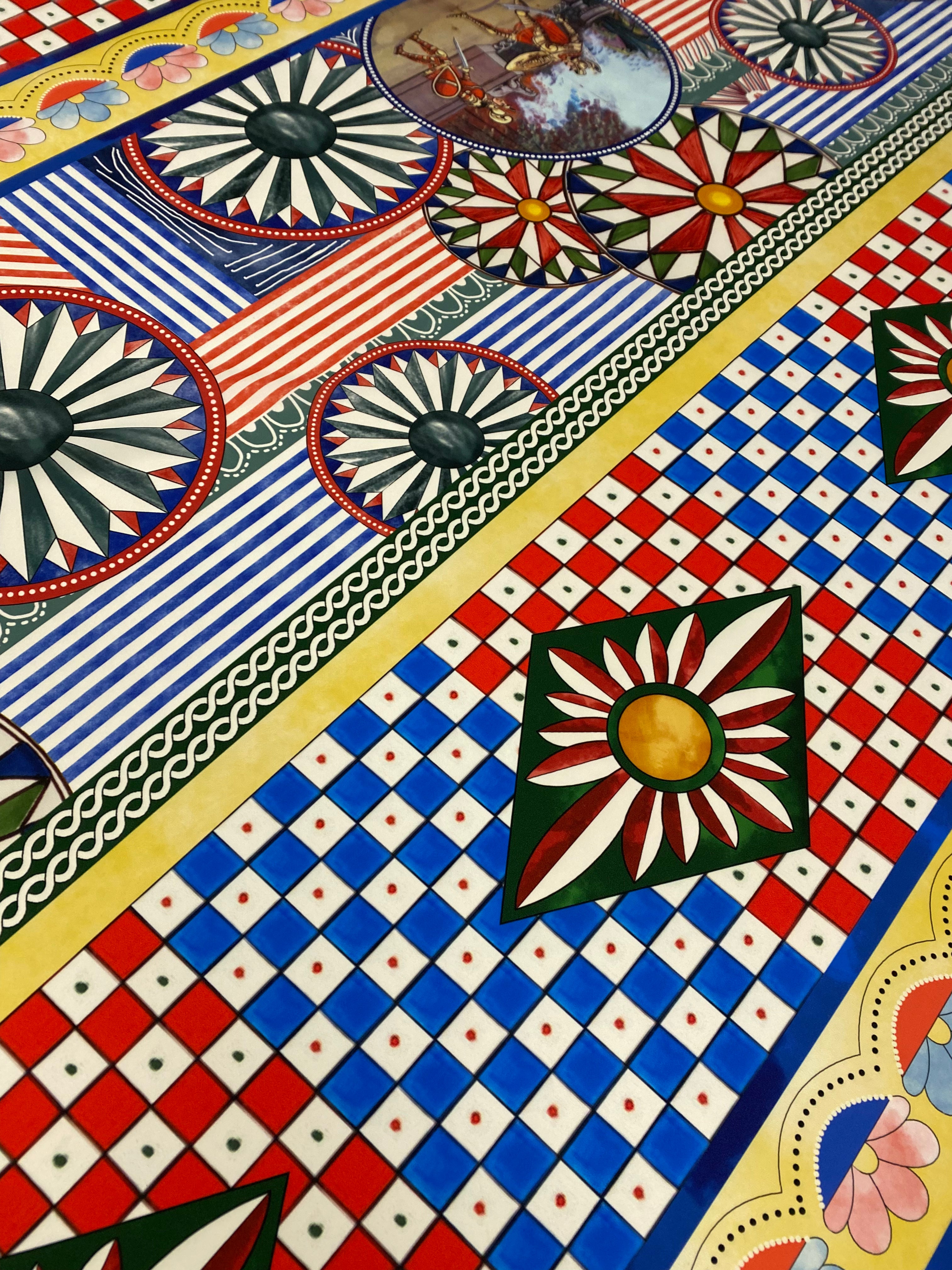 Sicilian Caretto Pattern Fabric - Unique Decorative Textile