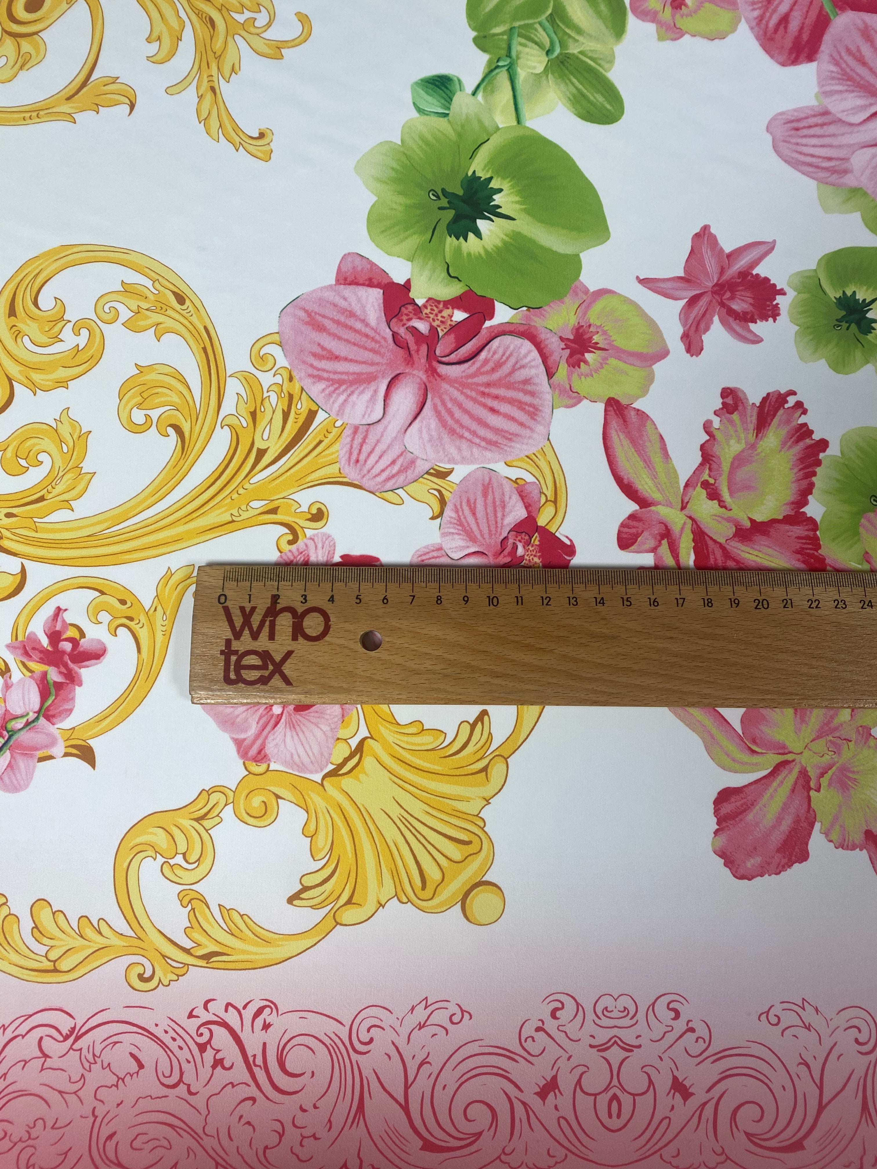 Orchid Swirl Print Fabric - Floral Pattern Fabric for Crafts