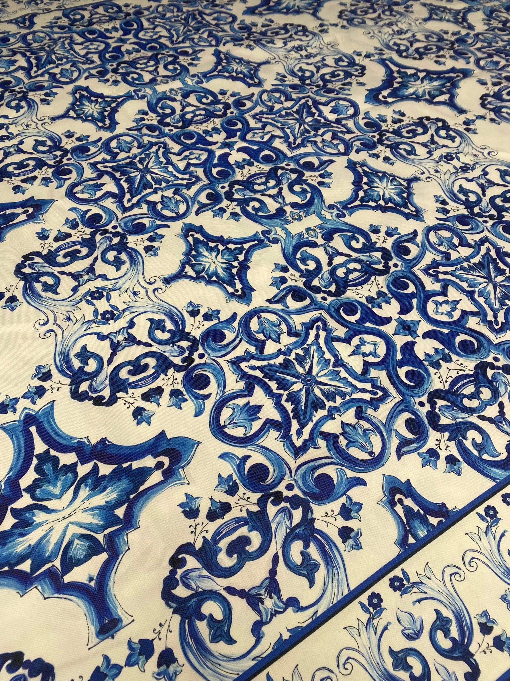Mojalica Design Upholstery Fabric with elegant blue patterned textile for home decor and upholstery projects