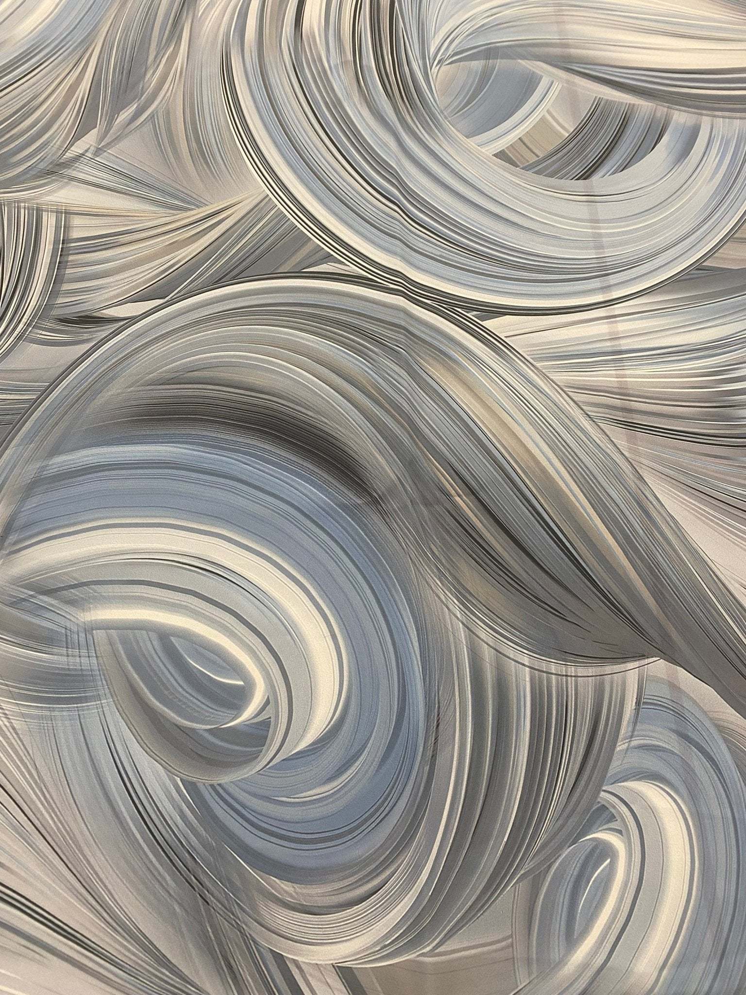 Abstract swirl pattern fabric in neutral tones with modern brushstroke design