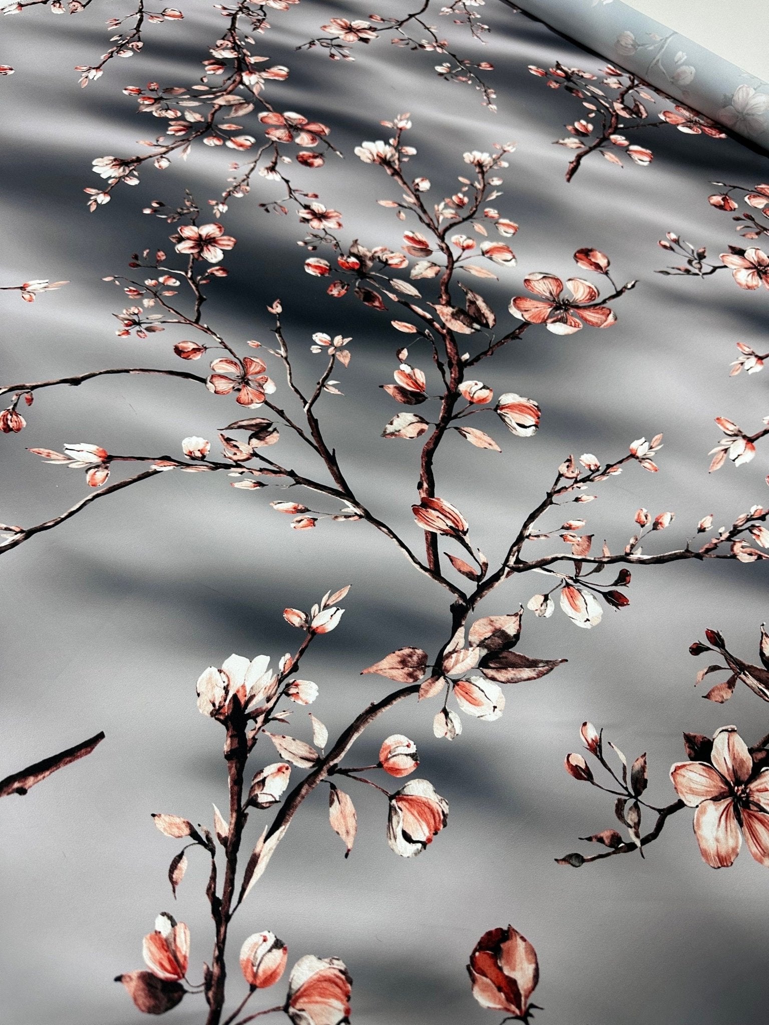 Almond Blossom Pattern Fabric , Gray Luxury Fabric - Whotex Online Fabric Store