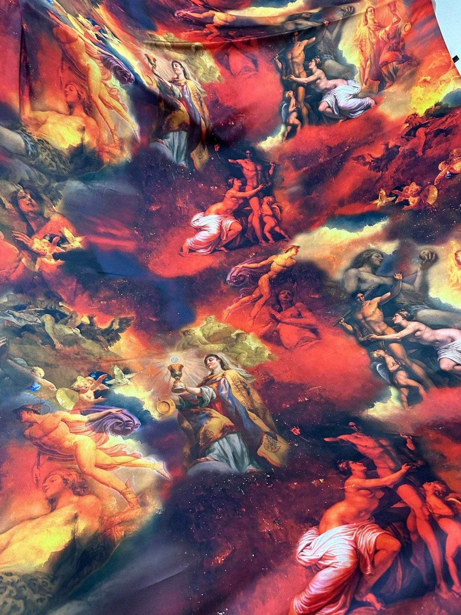 Antique Angel Fabric with vintage angelic and celestial patterns in warm tones for quilting and crafts