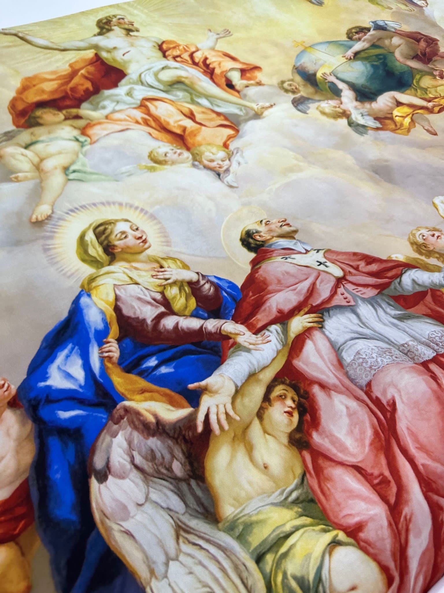 Angel Print Fabric, Charles's Church vaulted interior dome Pattern Fabric , - Whotex Online Fabric Store