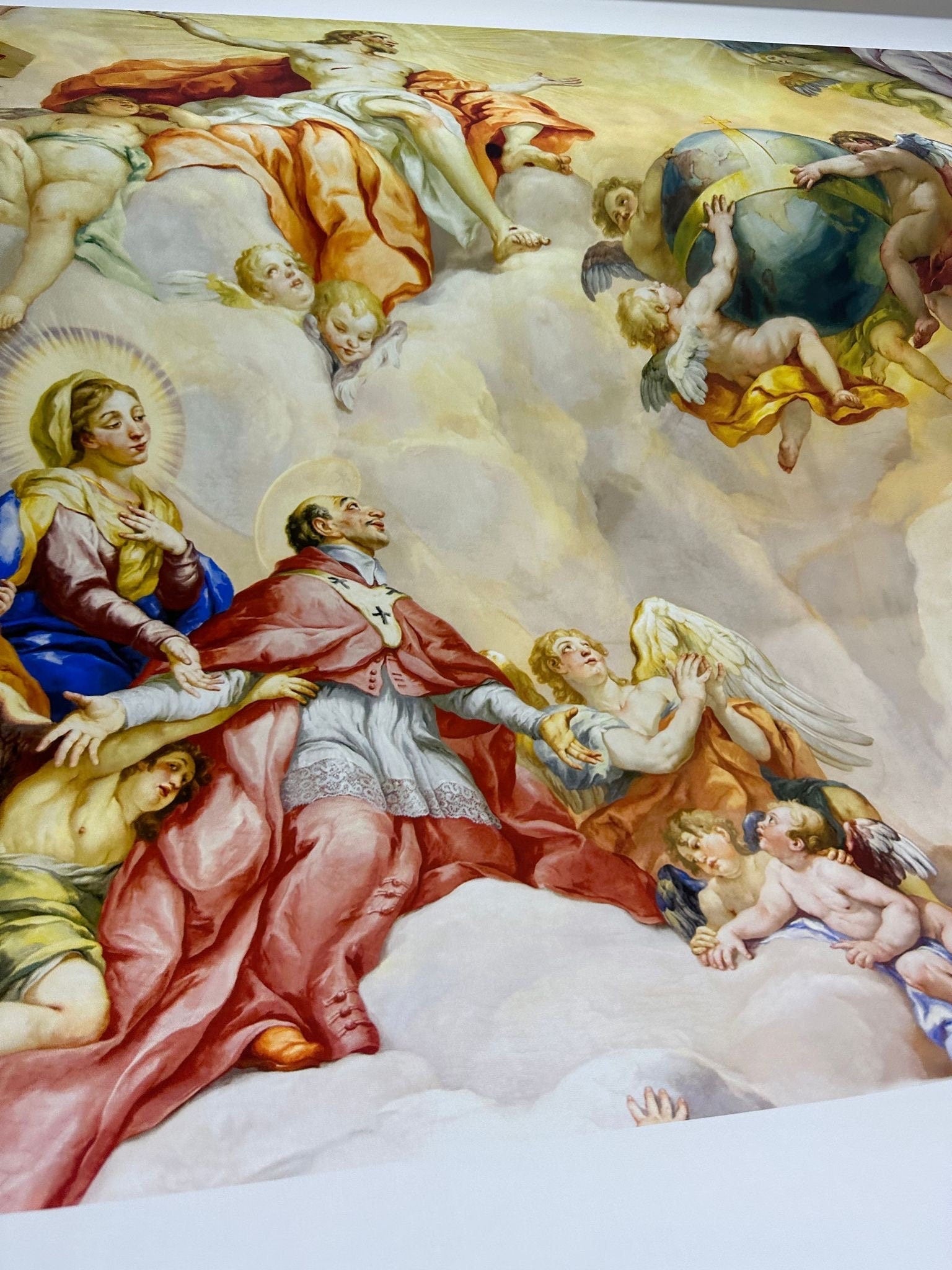 Angel Print Fabric, Charles's Church vaulted interior dome Pattern Fabric , - Whotex Online Fabric Store