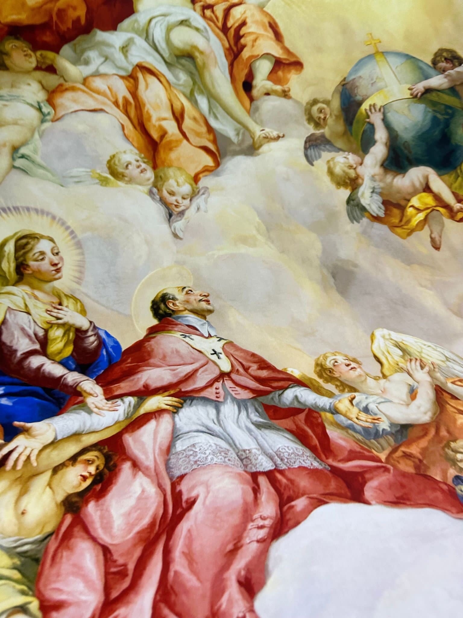 Angel Print Fabric, Charles's Church vaulted interior dome Pattern Fabric , - Whotex Online Fabric Store