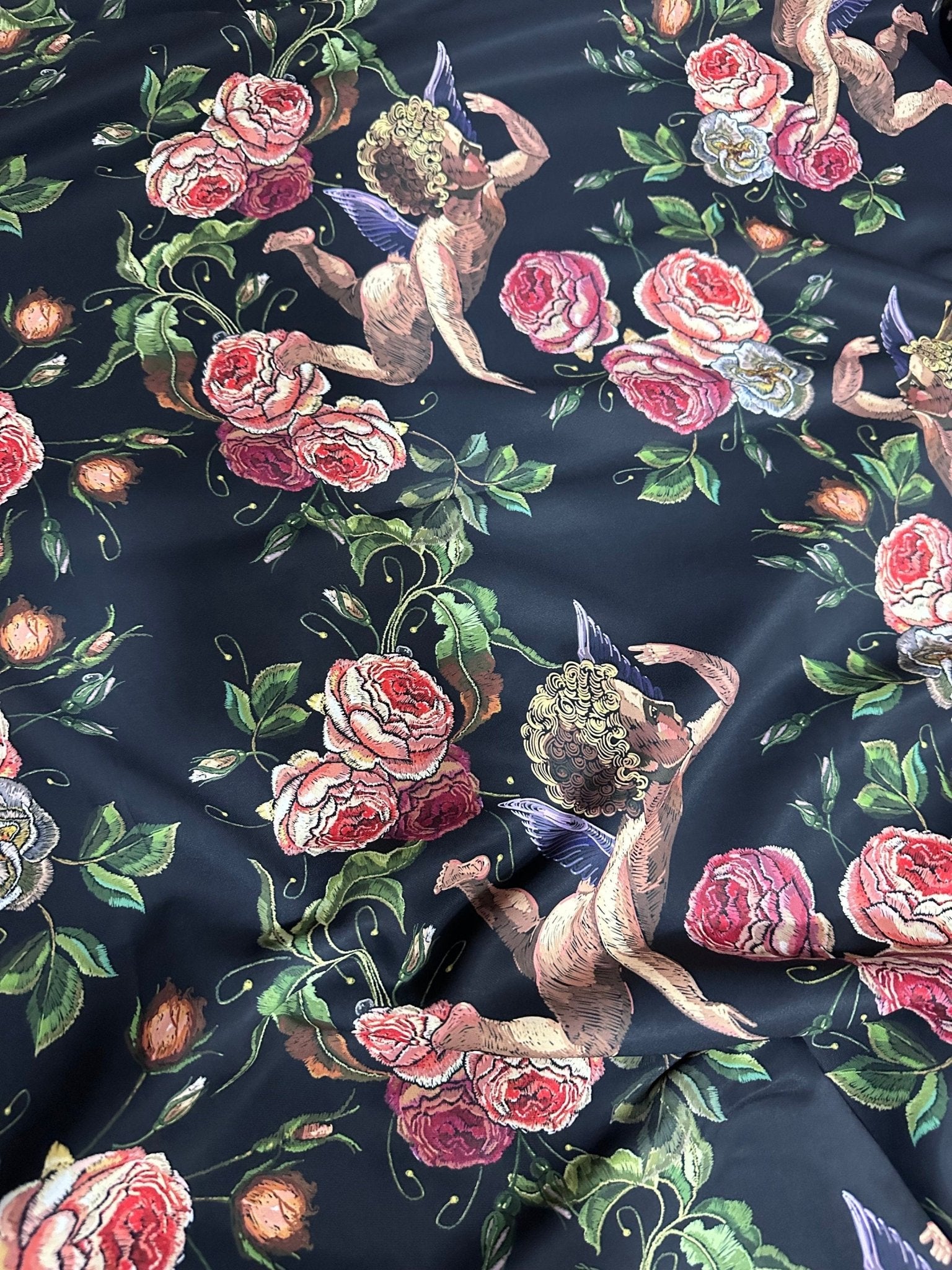 Angel Print Fabric, Floral Pattern Fabric By The Yard - Whotex Online Fabric Store