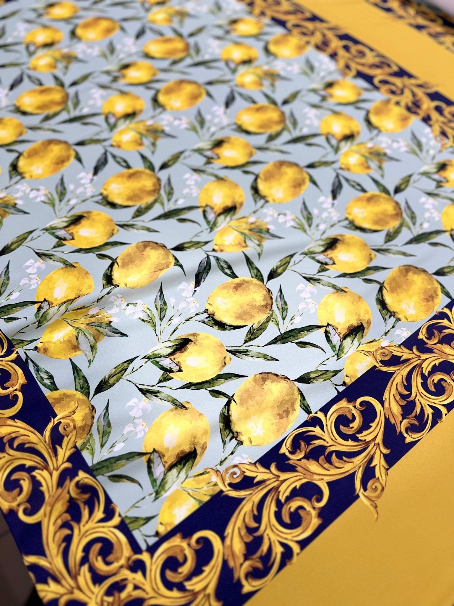 Baroque Lemon Pattern Fabric, Lemon Sicilian Fabric By The Yard - Whotex Online Fabric Store