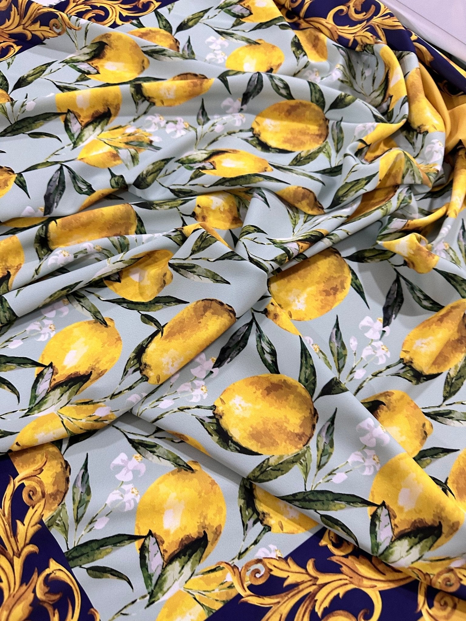 Baroque Lemon Pattern Fabric, Lemon Sicilian Fabric By The Yard - Whotex Online Fabric Store