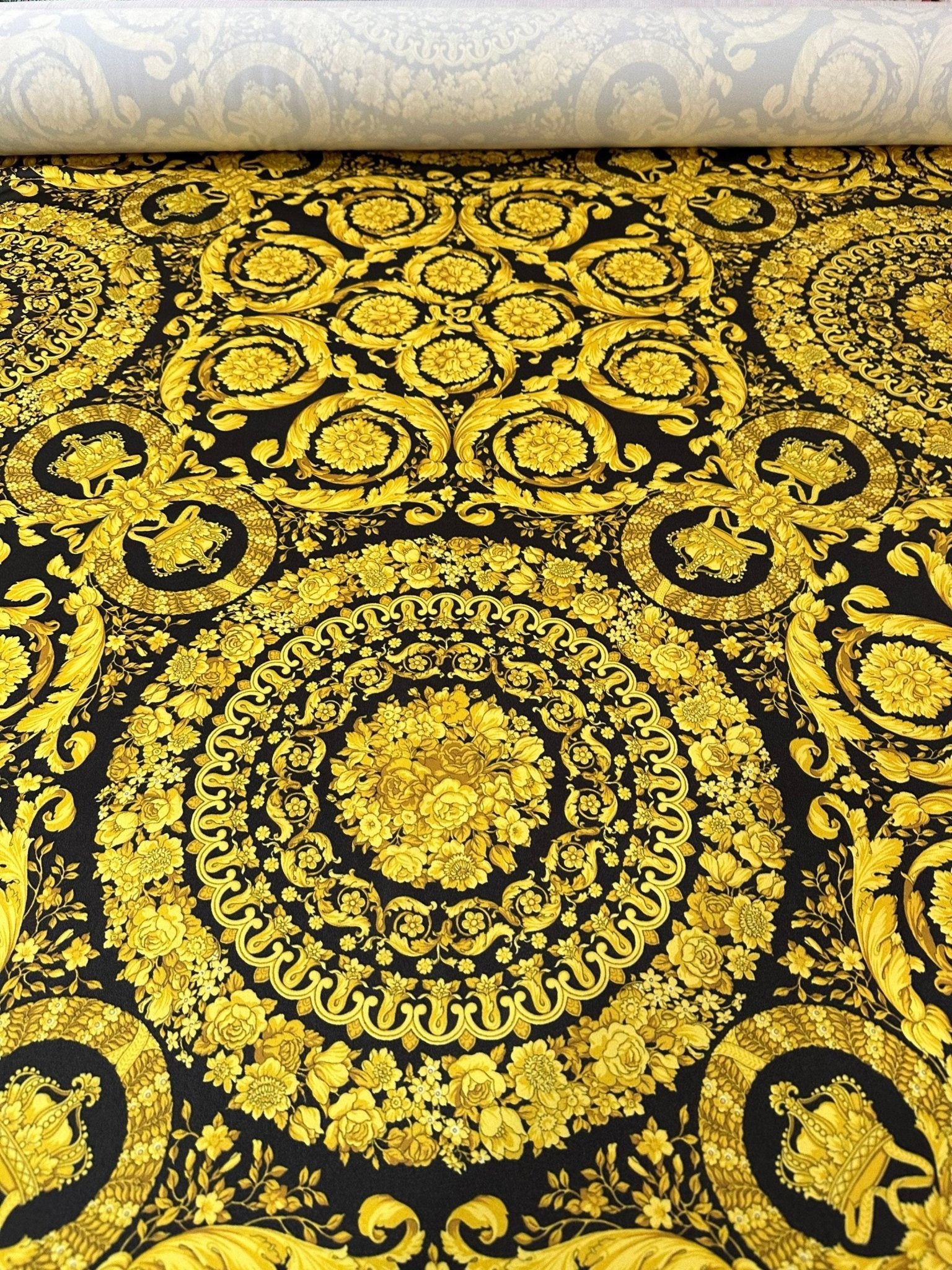 Baroque Pattern Fabric, Black And Gold Luxury Design Fabric - Whotex Online Fabric Store