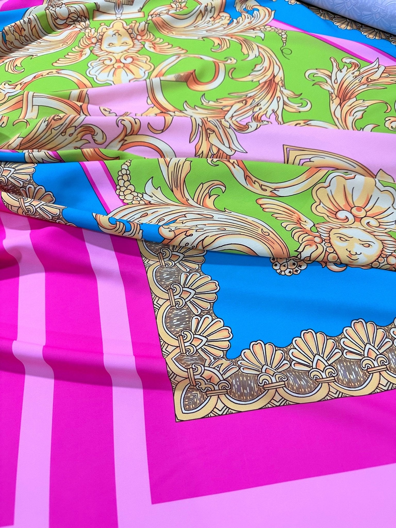 Baroque pattern fabric, Pink Silky Crepe Fabric , Panel Fabric 150*100cm // 1.64 * 1.09 yard - Whotex Online Fabric Store