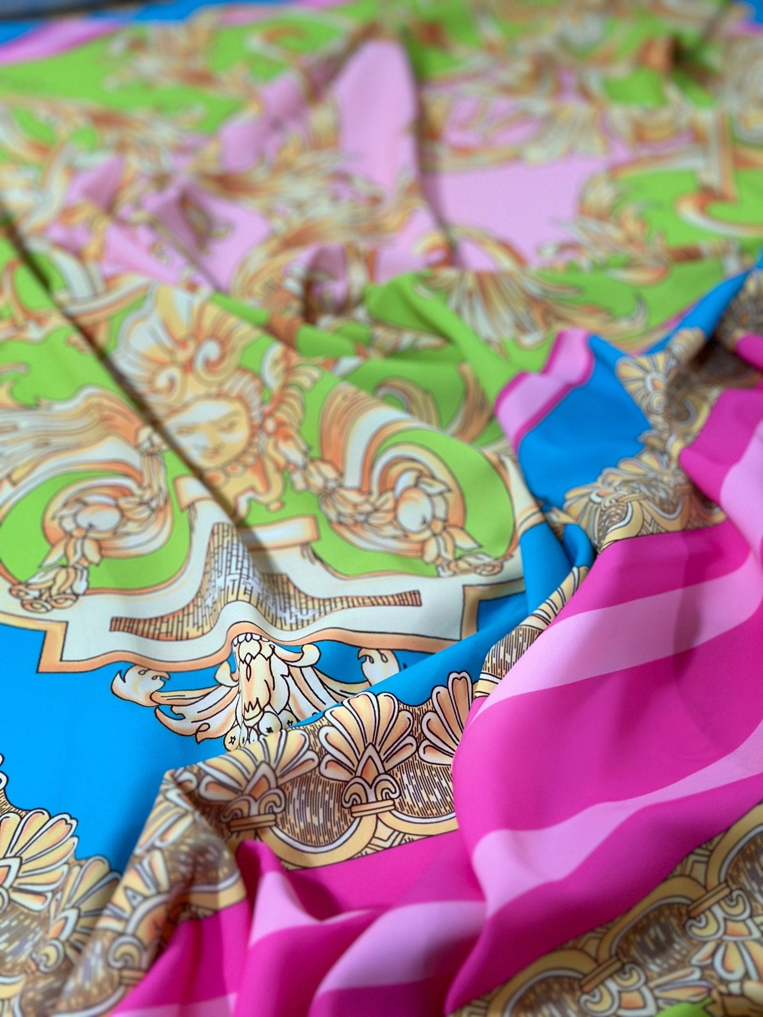 Baroque pattern fabric, Pink Silky Crepe Fabric , Panel Fabric 150*100cm // 1.64 * 1.09 yard - Whotex Online Fabric Store