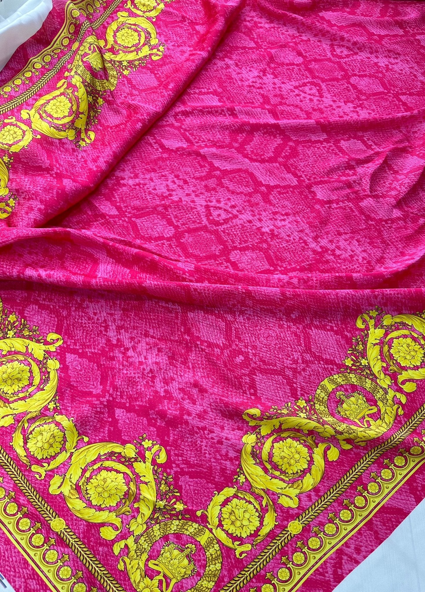 Baroque pattern fabric, Pink Silky Satin Fabric , Panel Fabric 150*100cm // 1.64 * 1.09 yard - Whotex Online Fabric Store