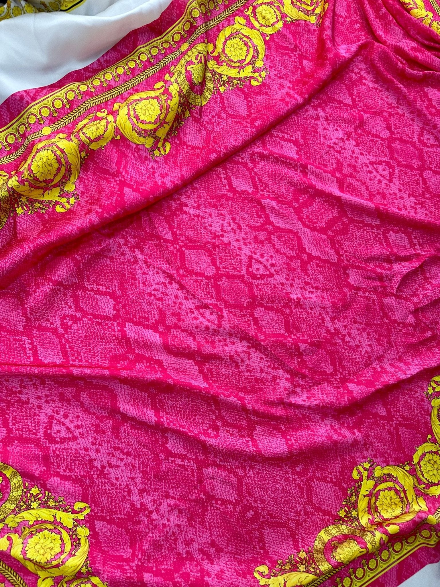 Baroque pattern fabric, Pink Silky Satin Fabric , Panel Fabric 150*100cm // 1.64 * 1.09 yard - Whotex Online Fabric Store