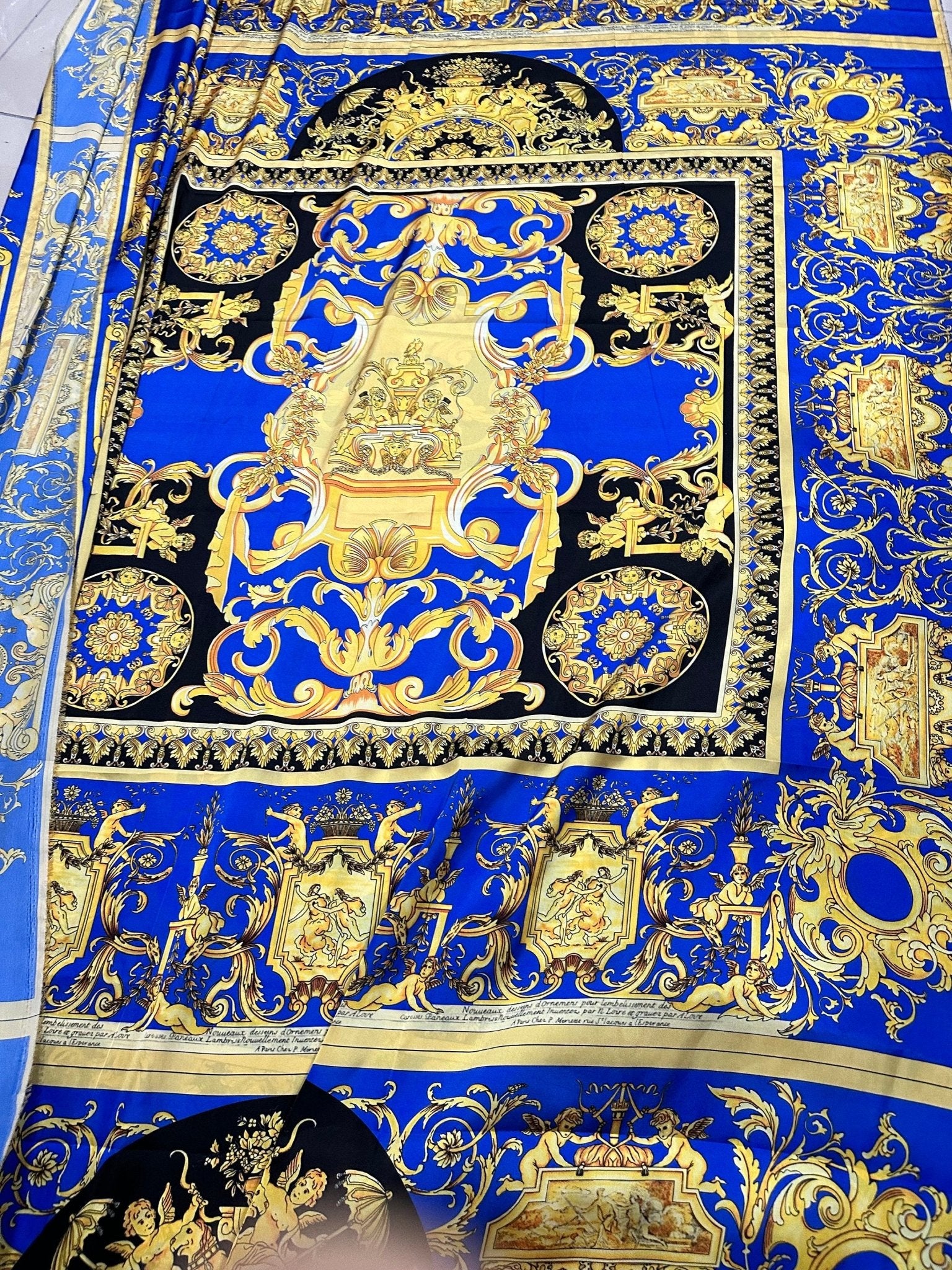 Baroque Pattern Fabric, Royal Blue Design Fabric By The Yard - Whotex Online Fabric Store