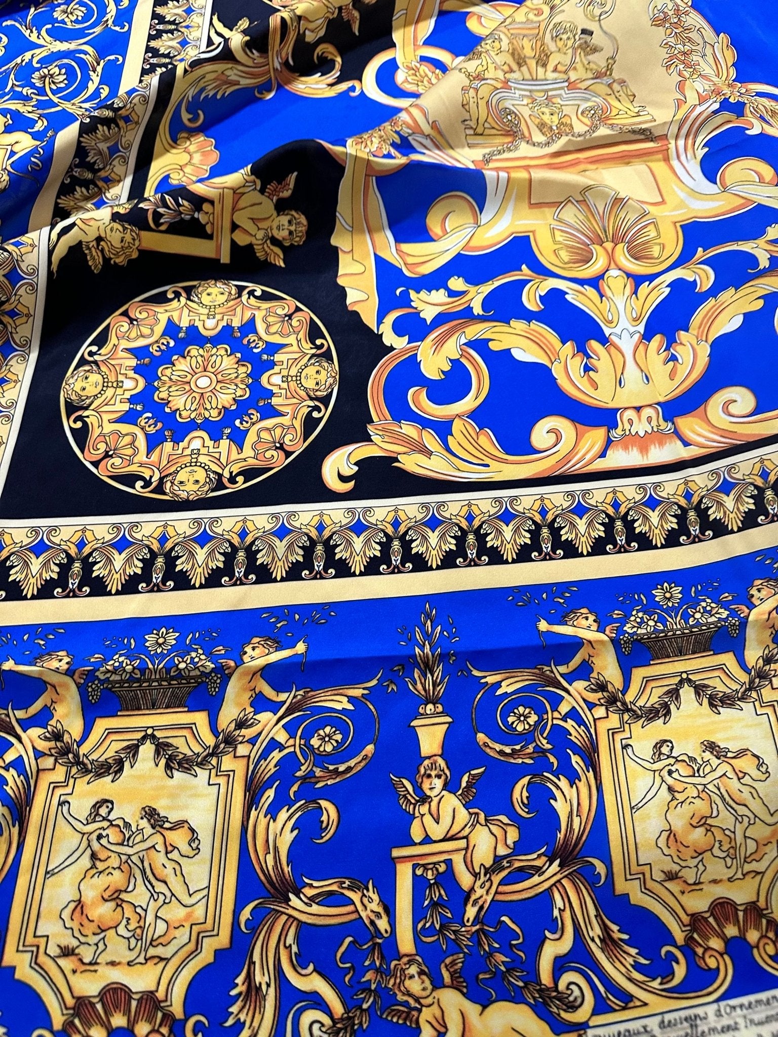 Baroque Pattern Fabric, Royal Blue Design Fabric By The Yard - Whotex Online Fabric Store