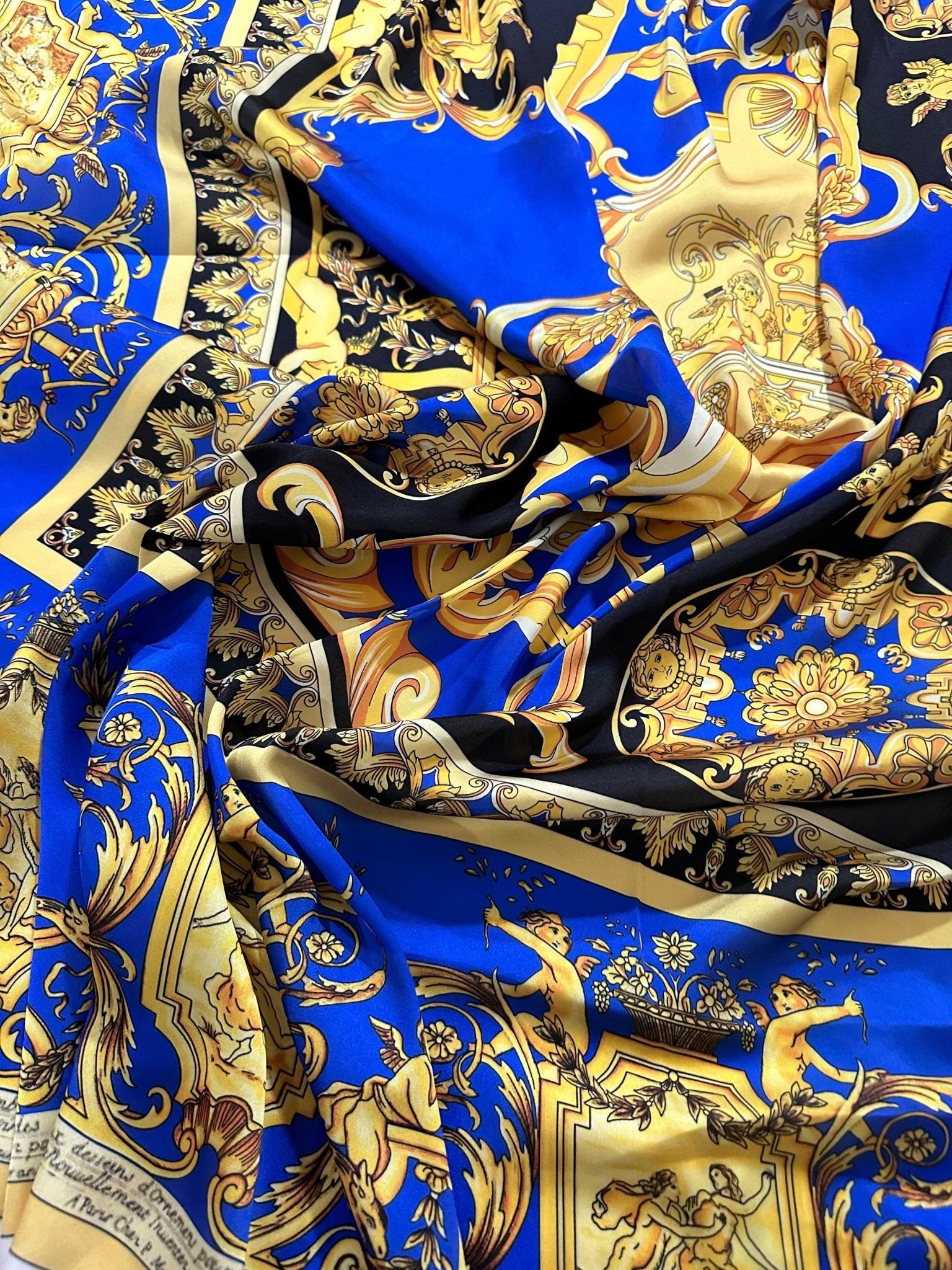 Baroque Pattern Fabric, Royal Blue Design Fabric By The Yard - Whotex Online Fabric Store
