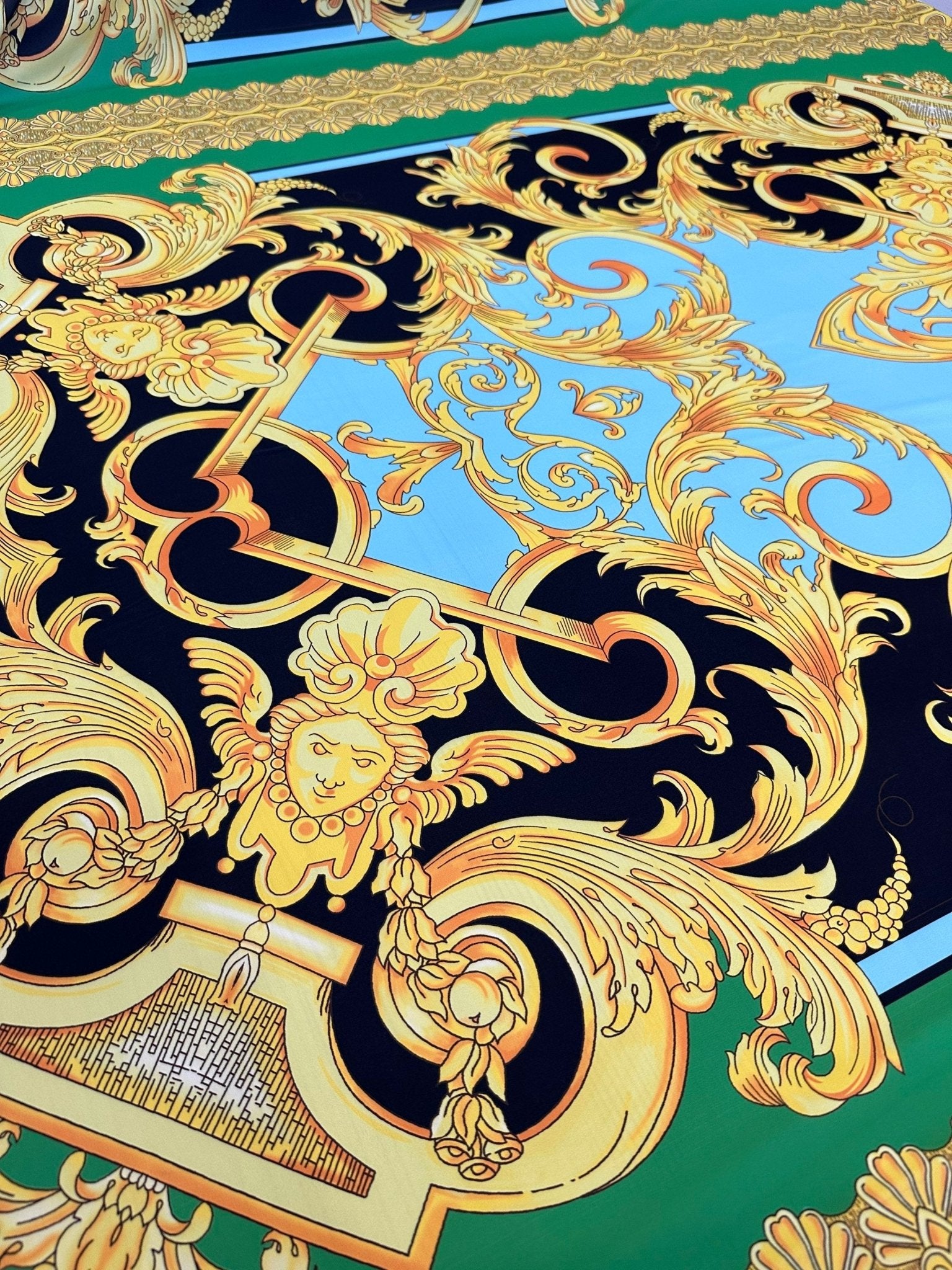 Baroque pattern fabric, Silky Crepe Fabric , Fabric by the yard, Panel Fabric 150*100cm // 1.64 * 1.09 yard - Whotex Online Fabric Store