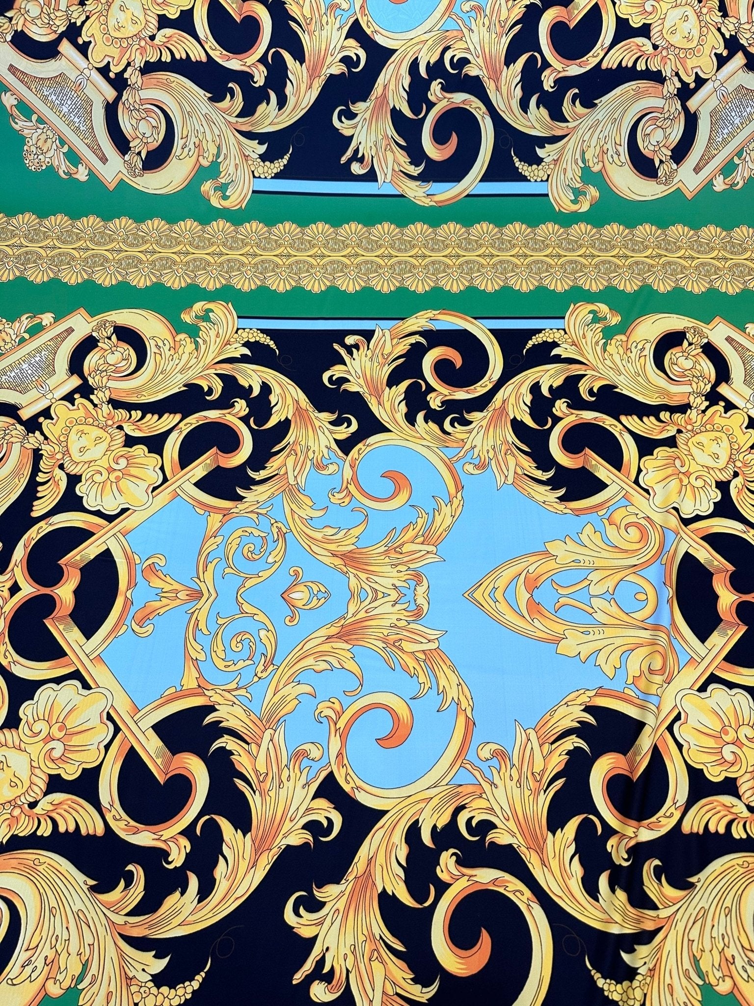 Baroque pattern fabric, Silky Crepe Fabric , Fabric by the yard, Panel Fabric 150*100cm // 1.64 * 1.09 yard - Whotex Online Fabric Store