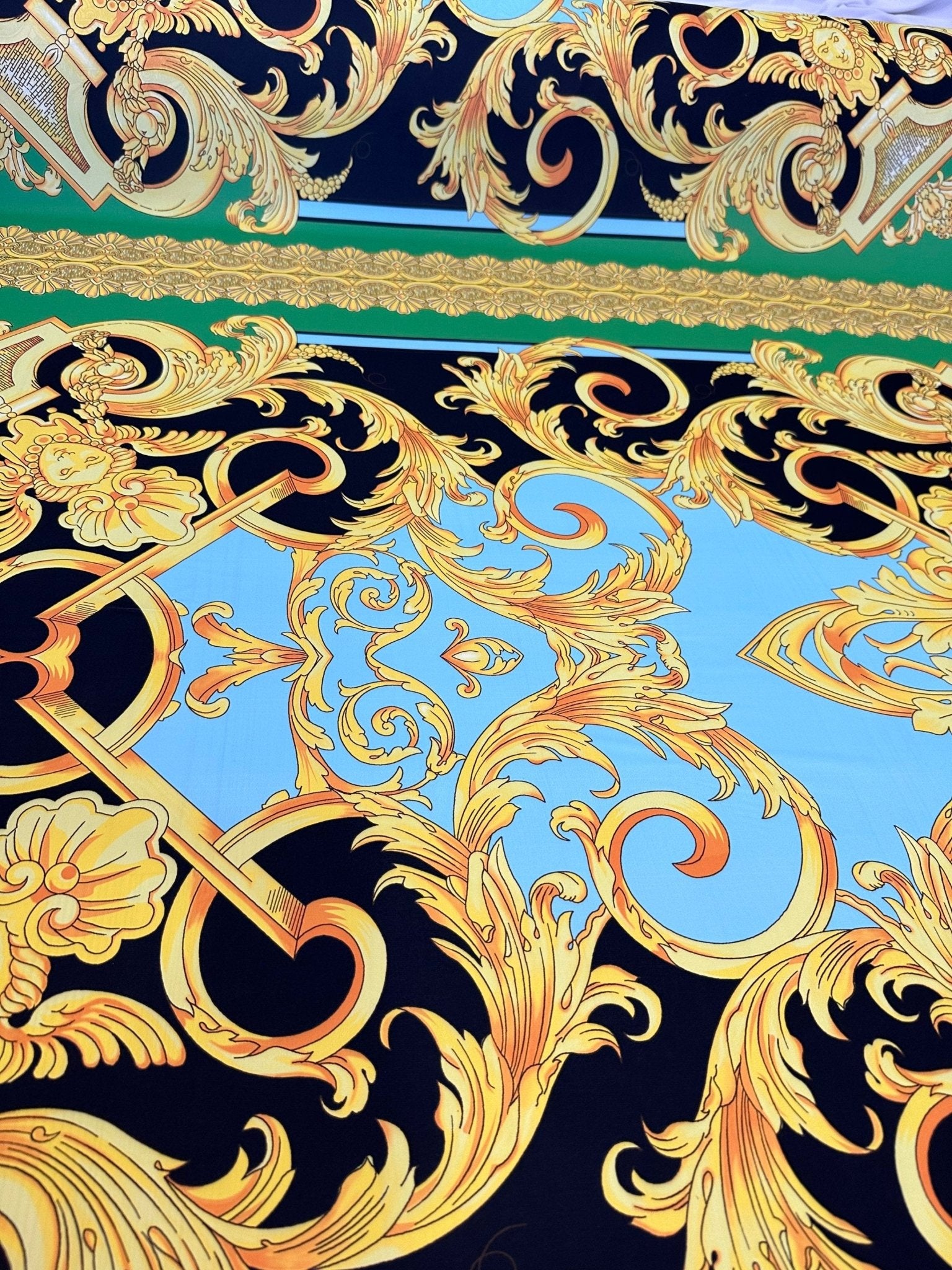 Baroque pattern fabric, Silky Crepe Fabric , Fabric by the yard, Panel Fabric 150*100cm // 1.64 * 1.09 yard - Whotex Online Fabric Store