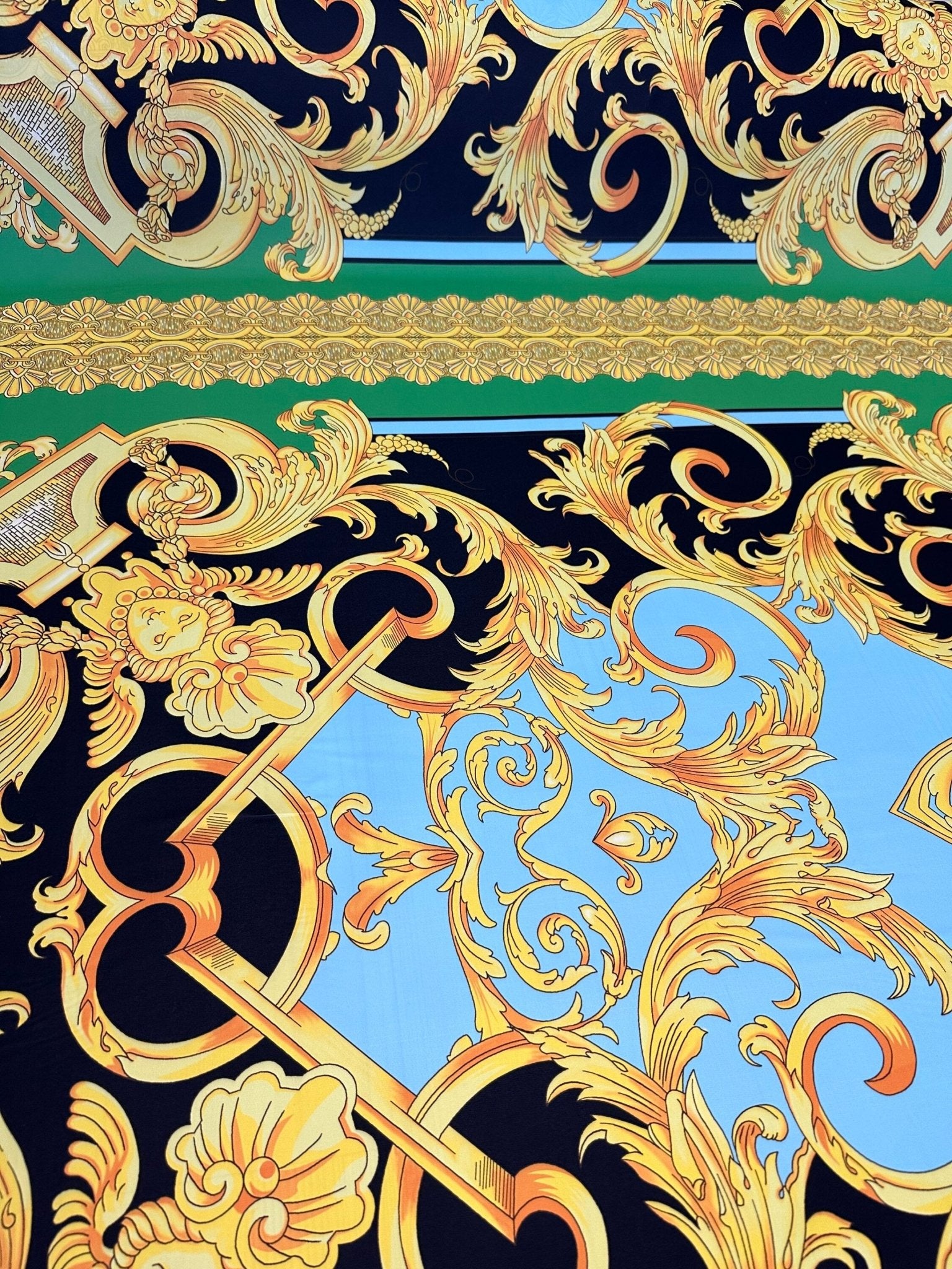 Baroque pattern fabric, Silky Crepe Fabric , Fabric by the yard, Panel Fabric 150*100cm // 1.64 * 1.09 yard - Whotex Online Fabric Store