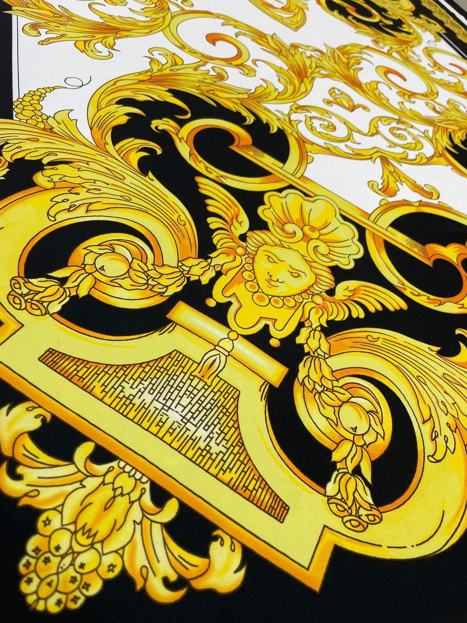 Baroque pattern fabric, Silky Crepe Fabric , Fabric by the yard, Panel Fabric 150*100cm // 1.64 * 1.09 yard - Whotex Online Fabric Store