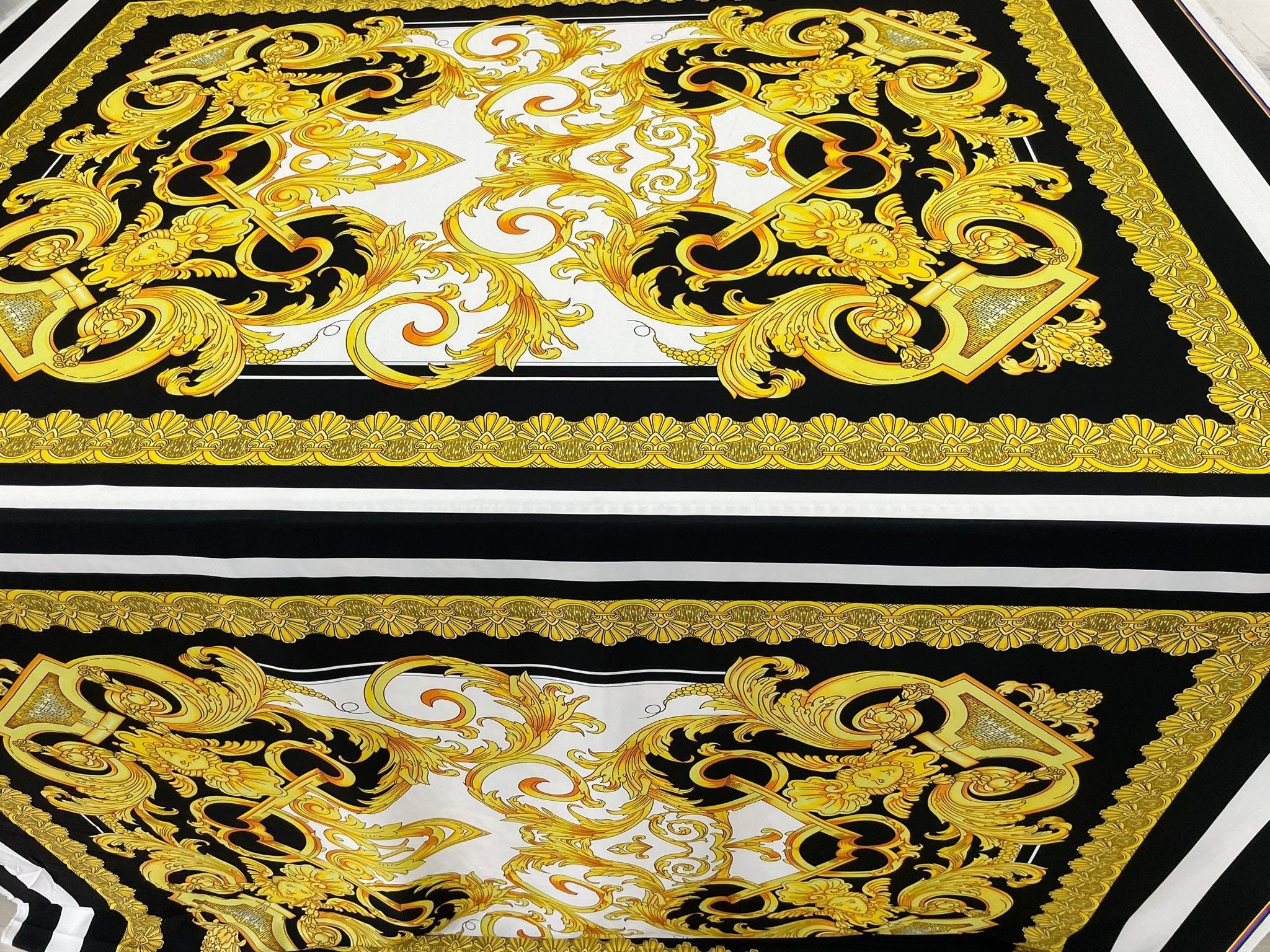 Baroque pattern fabric, Silky Crepe Fabric , Fabric by the yard, Panel Fabric 150*100cm // 1.64 * 1.09 yard - Whotex Online Fabric Store