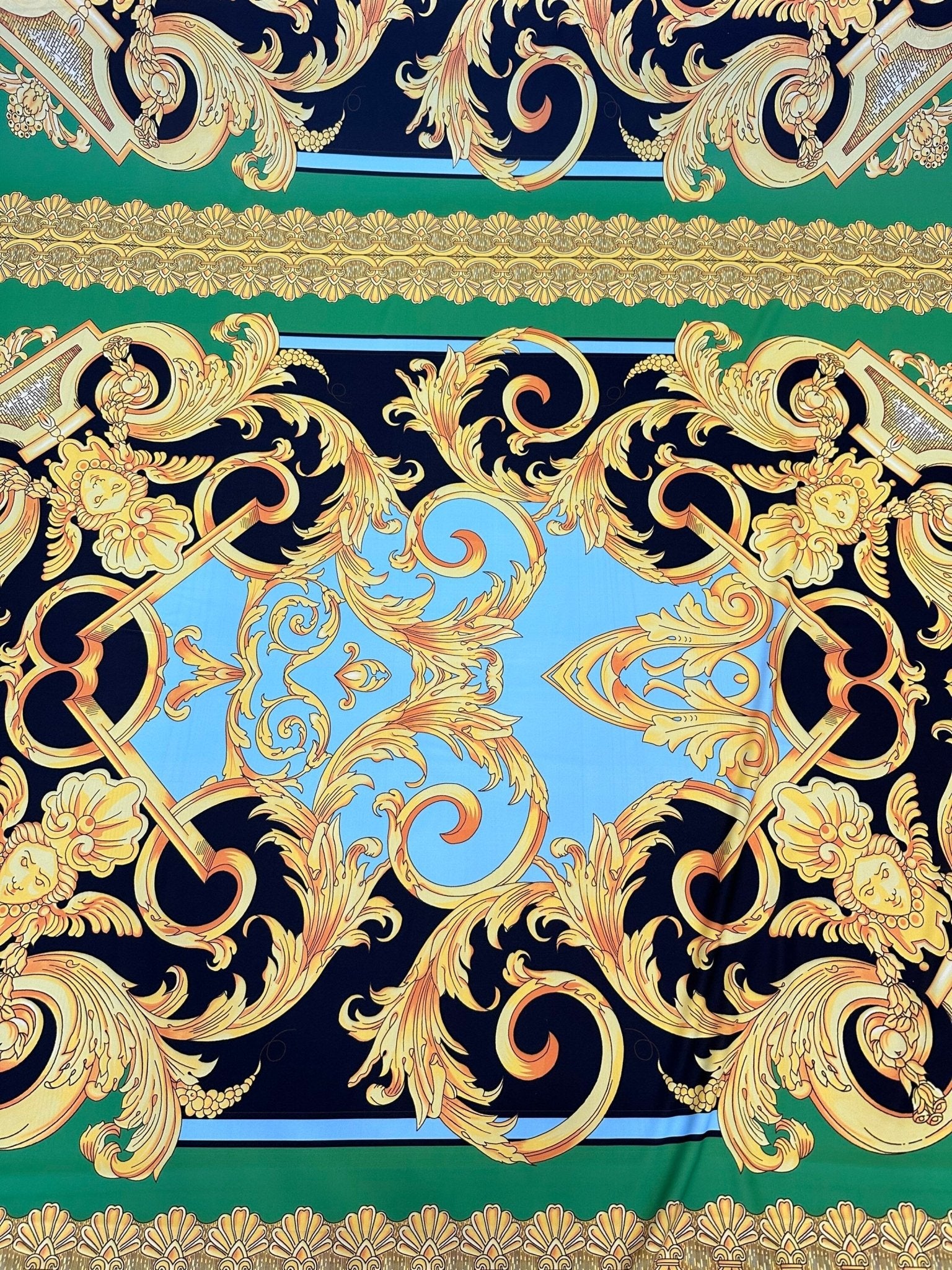 Baroque pattern fabric, Silky Crepe Fabric , Fabric by the yard, Panel Fabric 150*100cm // 1.64 * 1.09 yard - Whotex Online Fabric Store