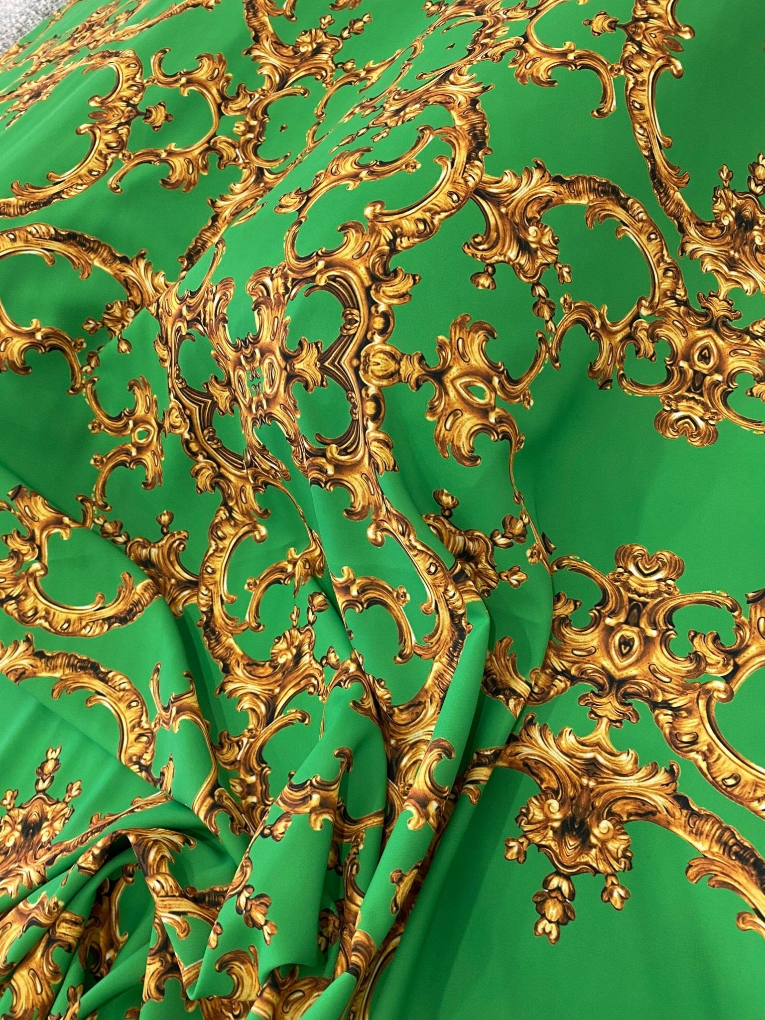 Baroque Print Fabric Fabric, Green Gold Fabric - Whotex Online Fabric Store