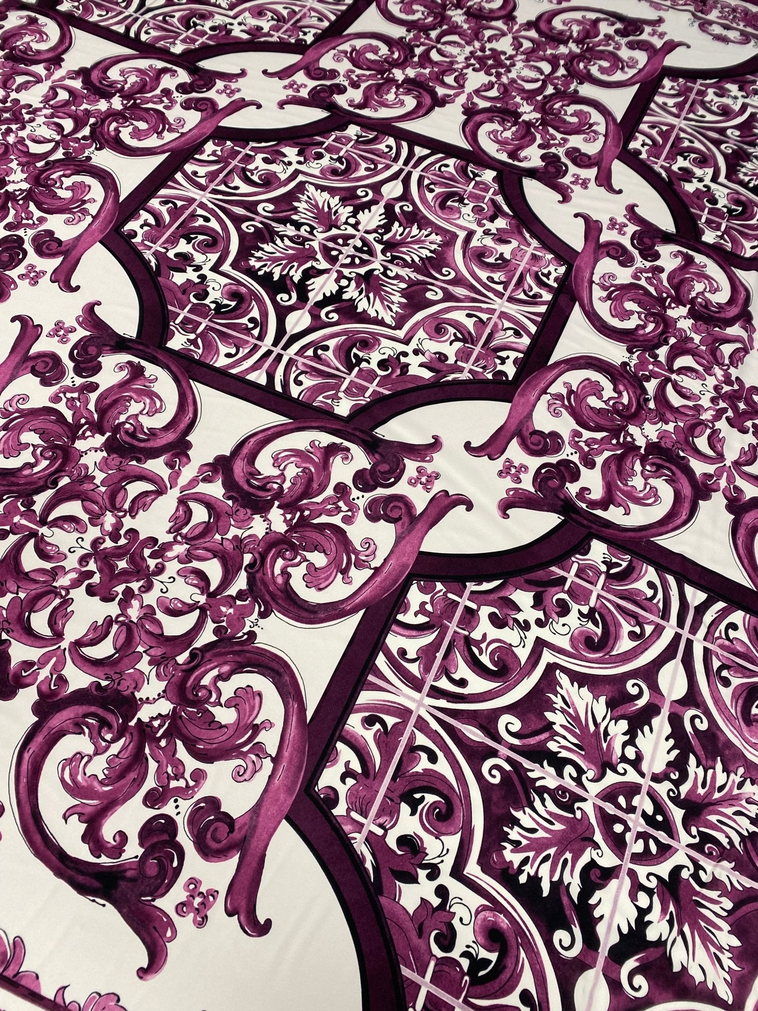 Baroque Style Purple Ornamental Print Fabric - Whotex Online Fabric Store