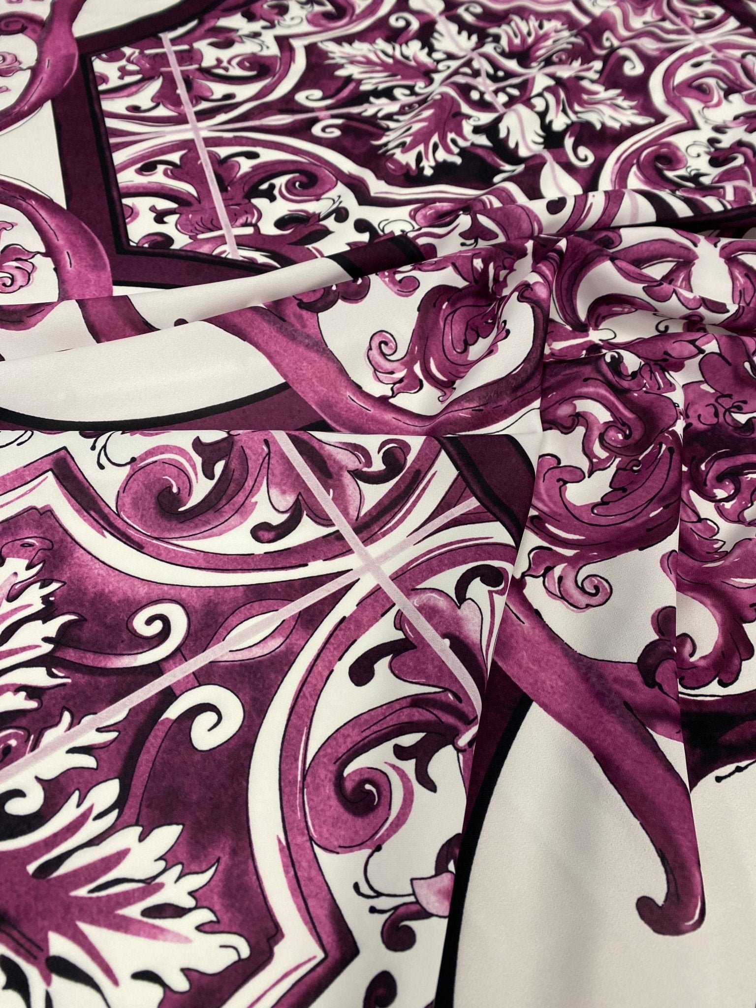 Baroque Style Purple Ornamental Print Fabric - Whotex Online Fabric Store