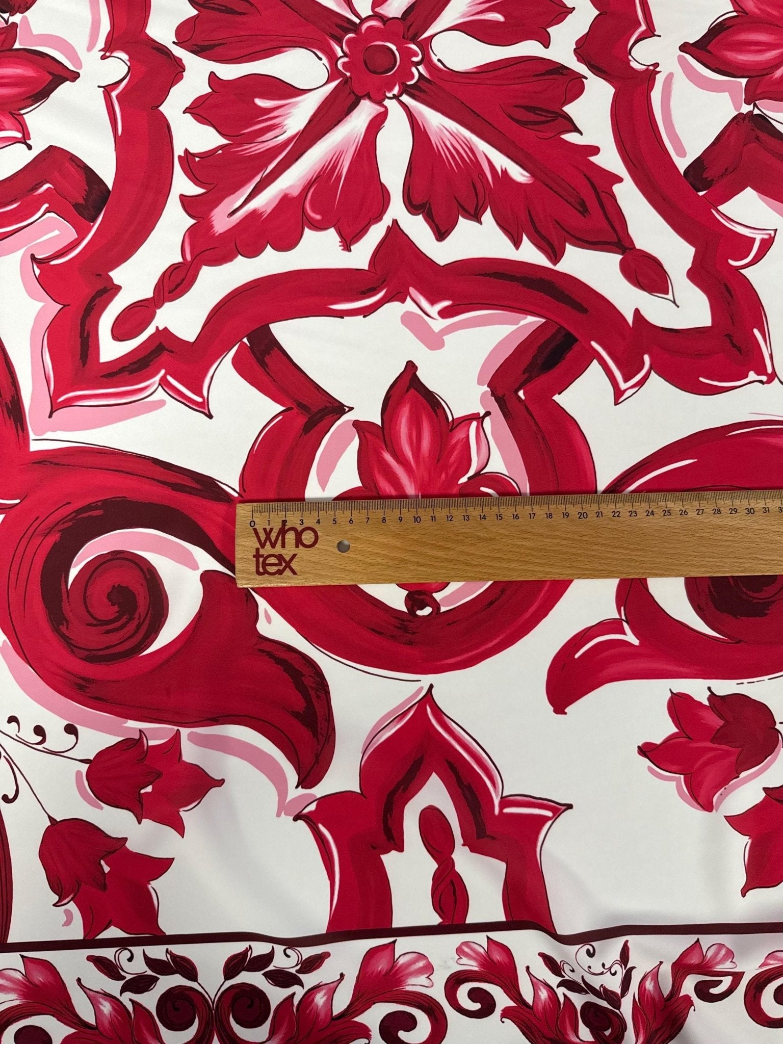 Big Majolica Pattern Fabric, Magenta Red Sicilian Fabric By The Yard - Whotex Online Fabric Store