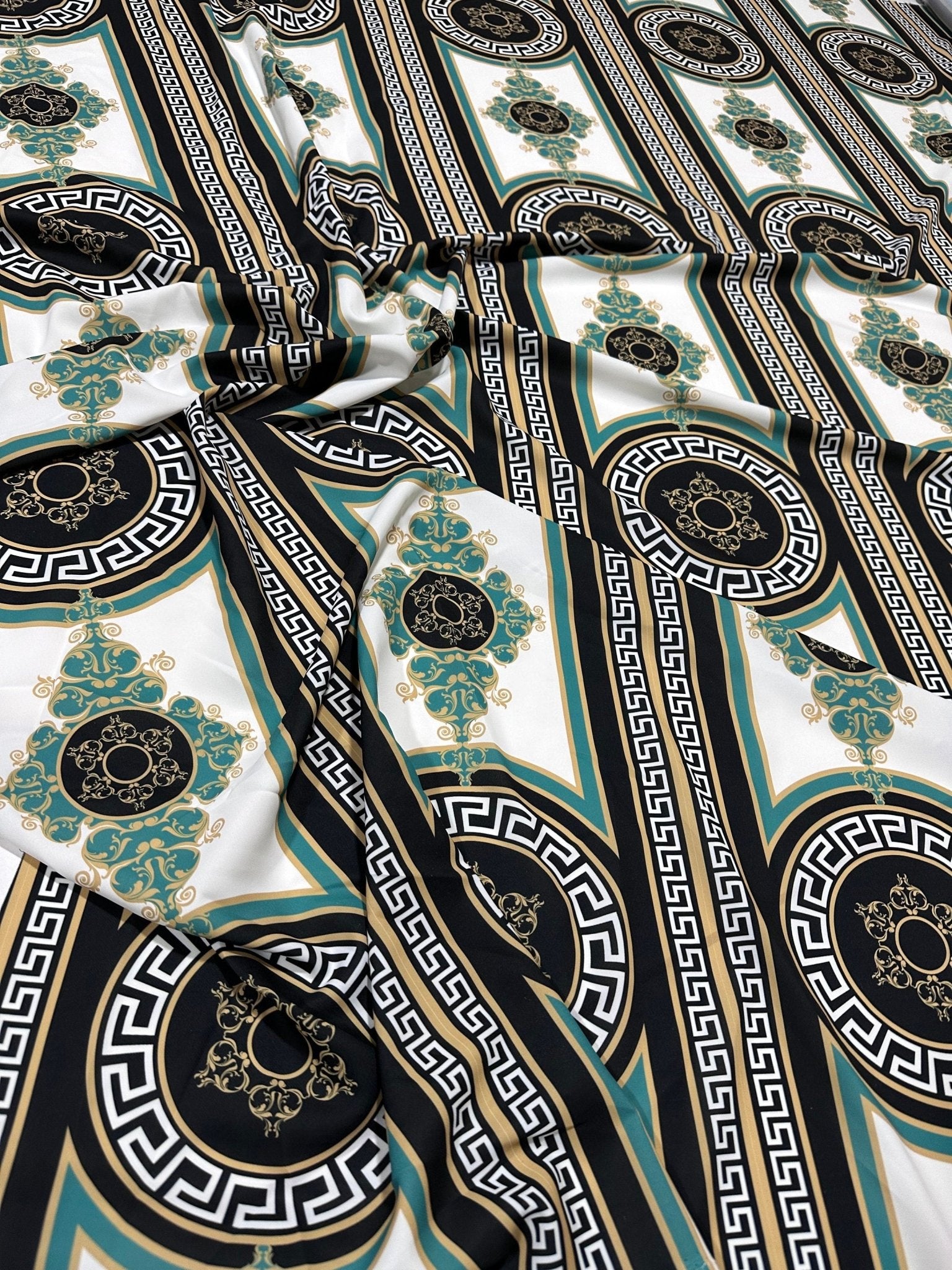 Black Fabric, Greek Key Pattern Fabric , Fabric By The Yard , Chain pattern - Whotex Online Fabric Store