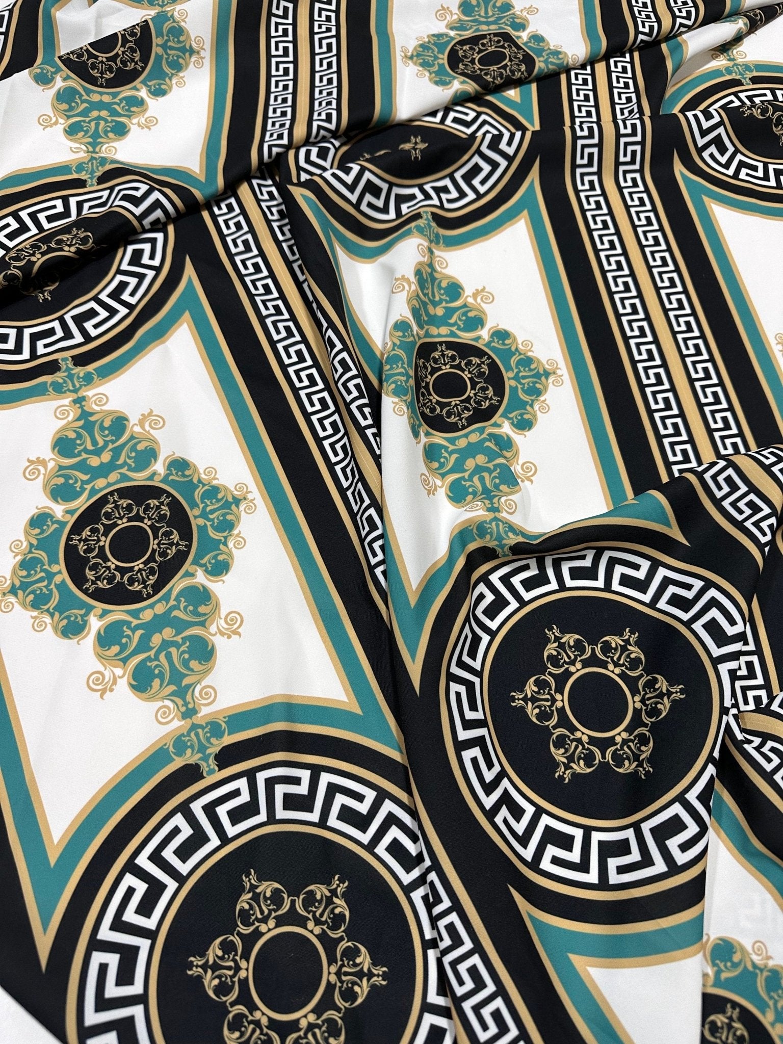 Black Fabric, Greek Key Pattern Fabric , Fabric By The Yard , Chain pattern - Whotex Online Fabric Store