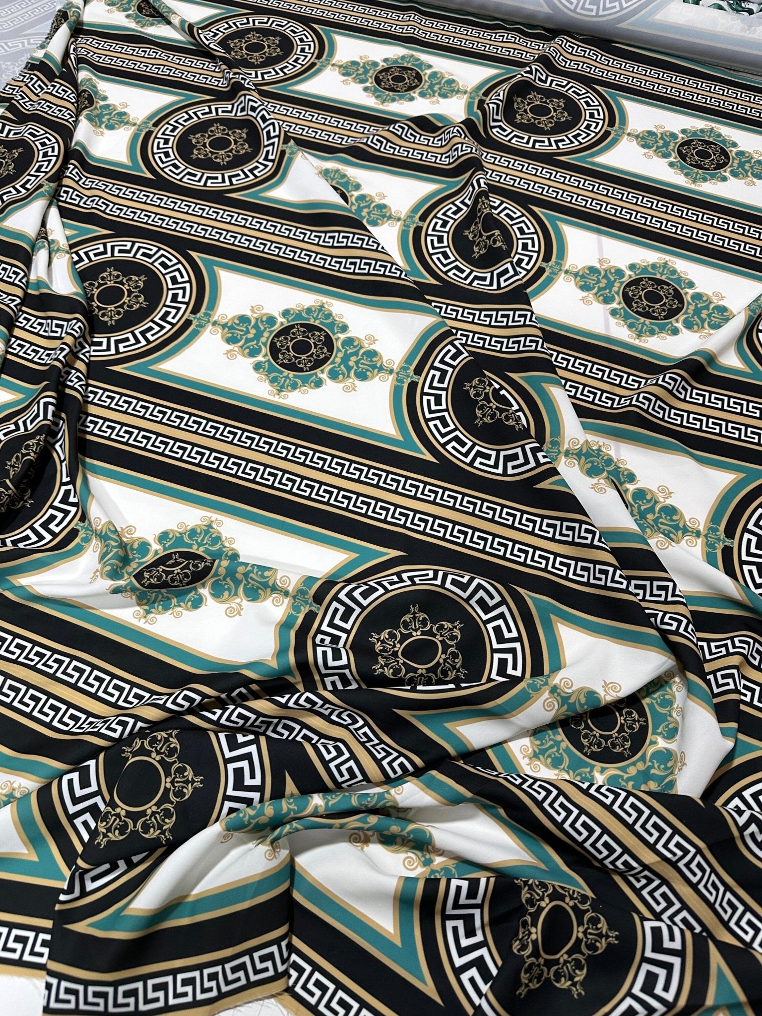 Black Fabric, Greek Key Pattern Fabric , Fabric By The Yard , Chain pattern - Whotex Online Fabric Store
