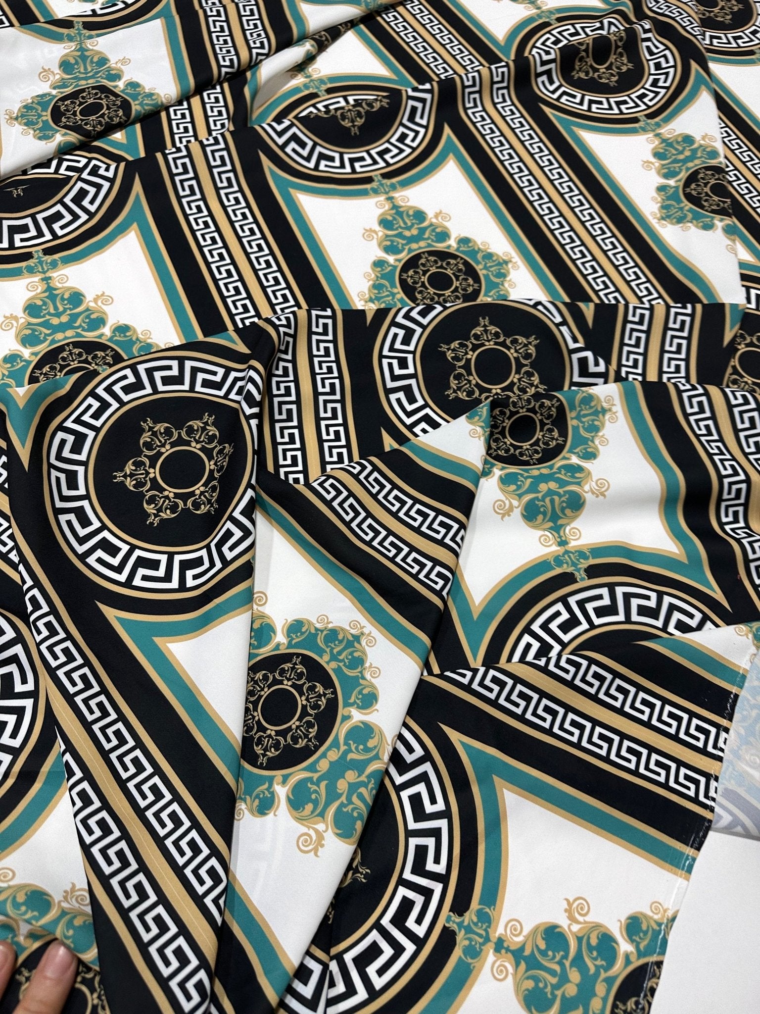 Black Fabric, Greek Key Pattern Fabric , Fabric By The Yard , Chain pattern - Whotex Online Fabric Store