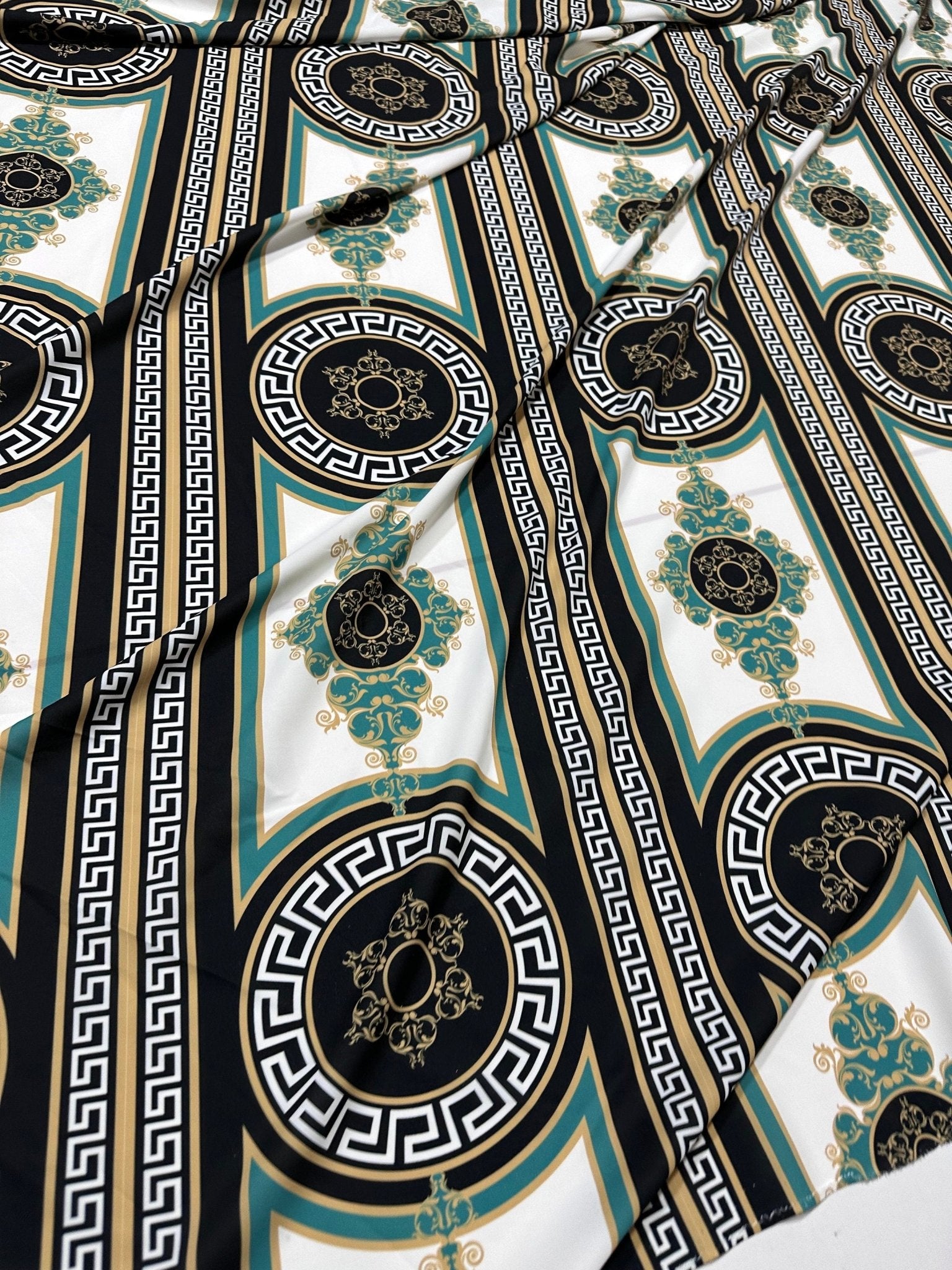 Black Fabric, Greek Key Pattern Fabric , Fabric By The Yard , Chain pattern - Whotex Online Fabric Store