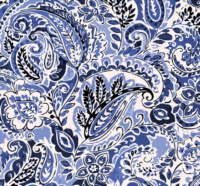 Blue & Navy Paisley Fabric by the Metre – Soft & Elegant - Whotex Fabrics London