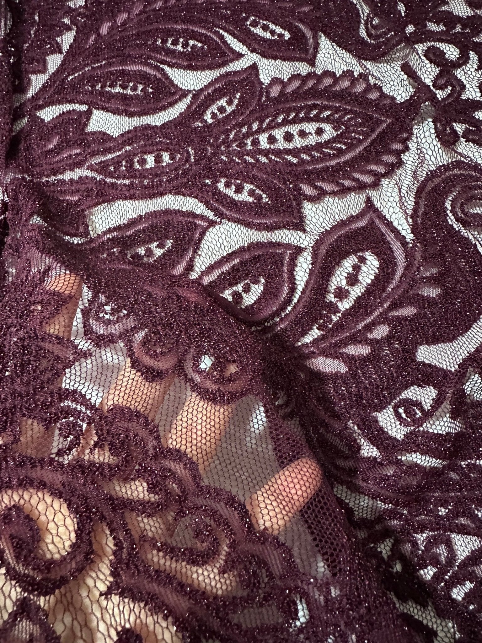 Bordeaux Lace Fabric, Floral Pattern Lace Fabric - Whotex Online Fabric Store