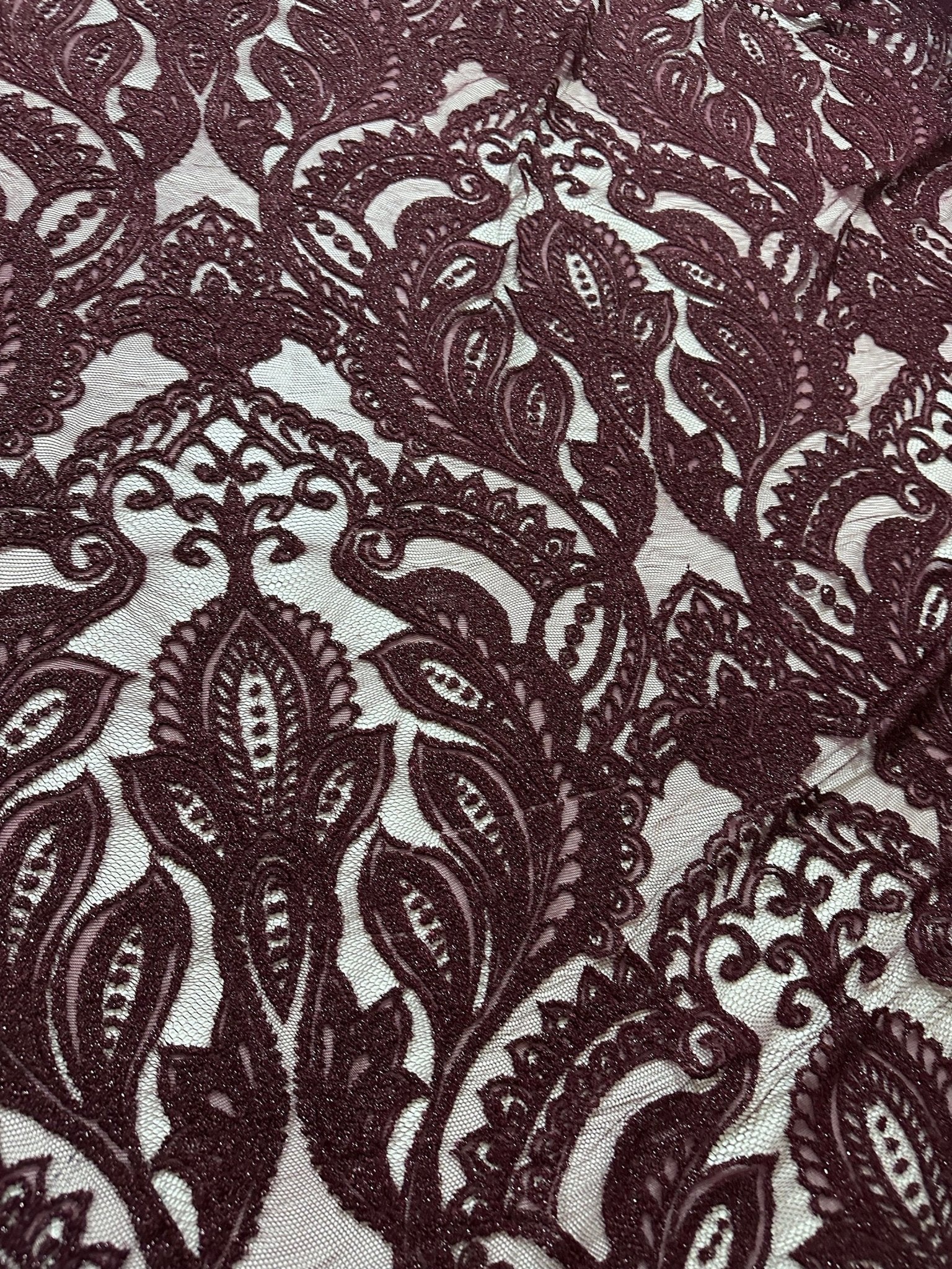 Bordeaux Lace Fabric, Floral Pattern Lace Fabric - Whotex Online Fabric Store