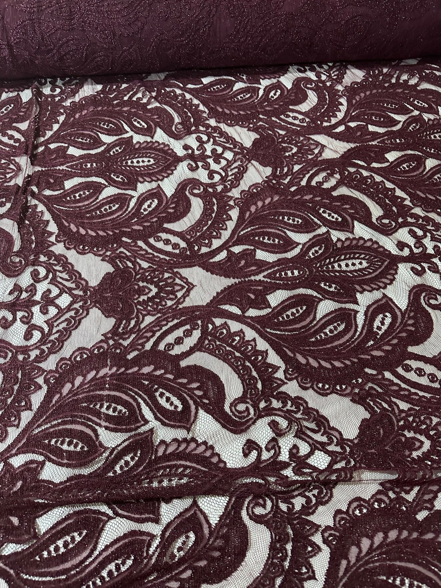 Bordeaux Lace Fabric, Floral Pattern Lace Fabric - Whotex Online Fabric Store