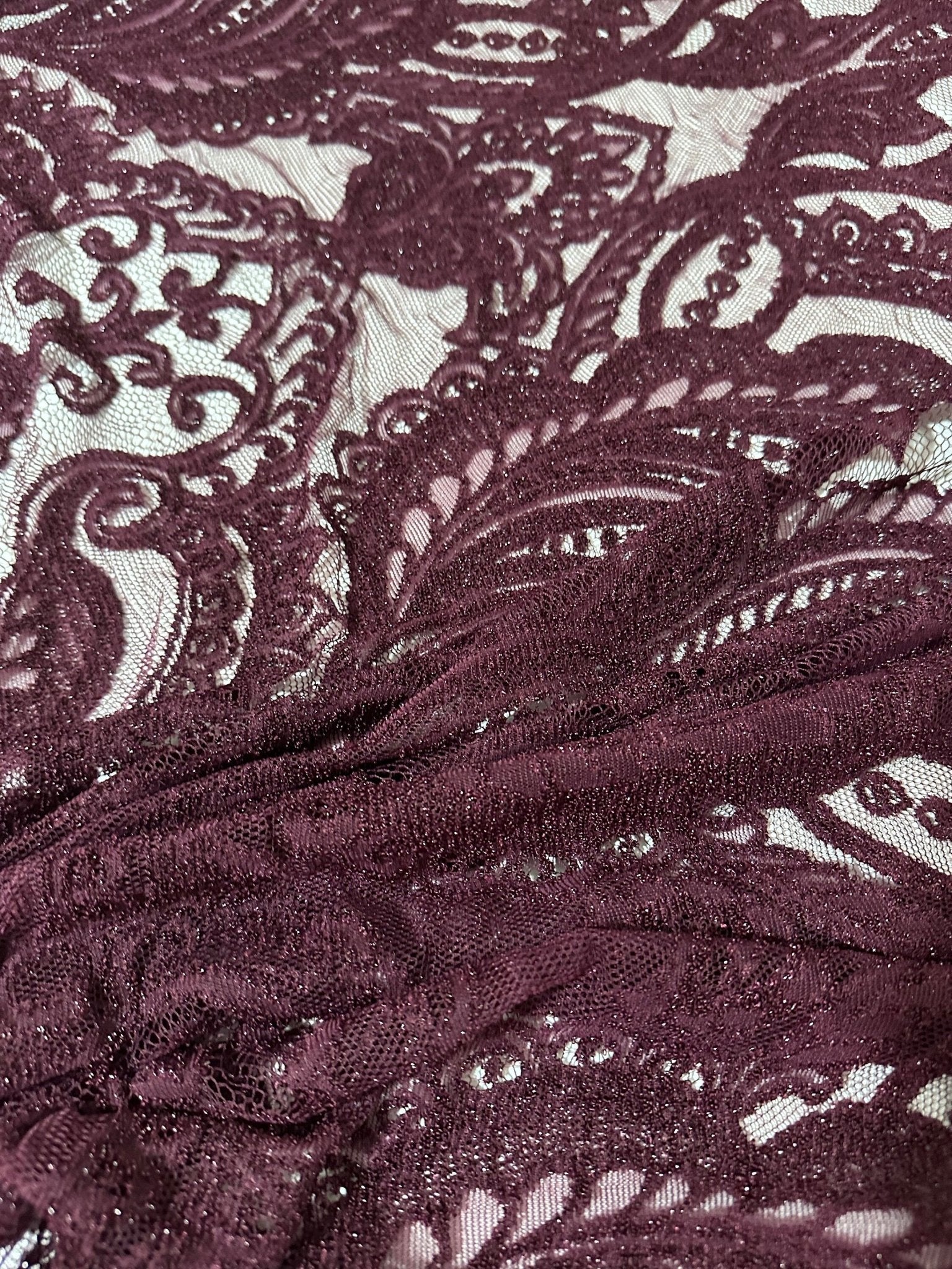 Bordeaux Lace Fabric, Floral Pattern Lace Fabric - Whotex Online Fabric Store