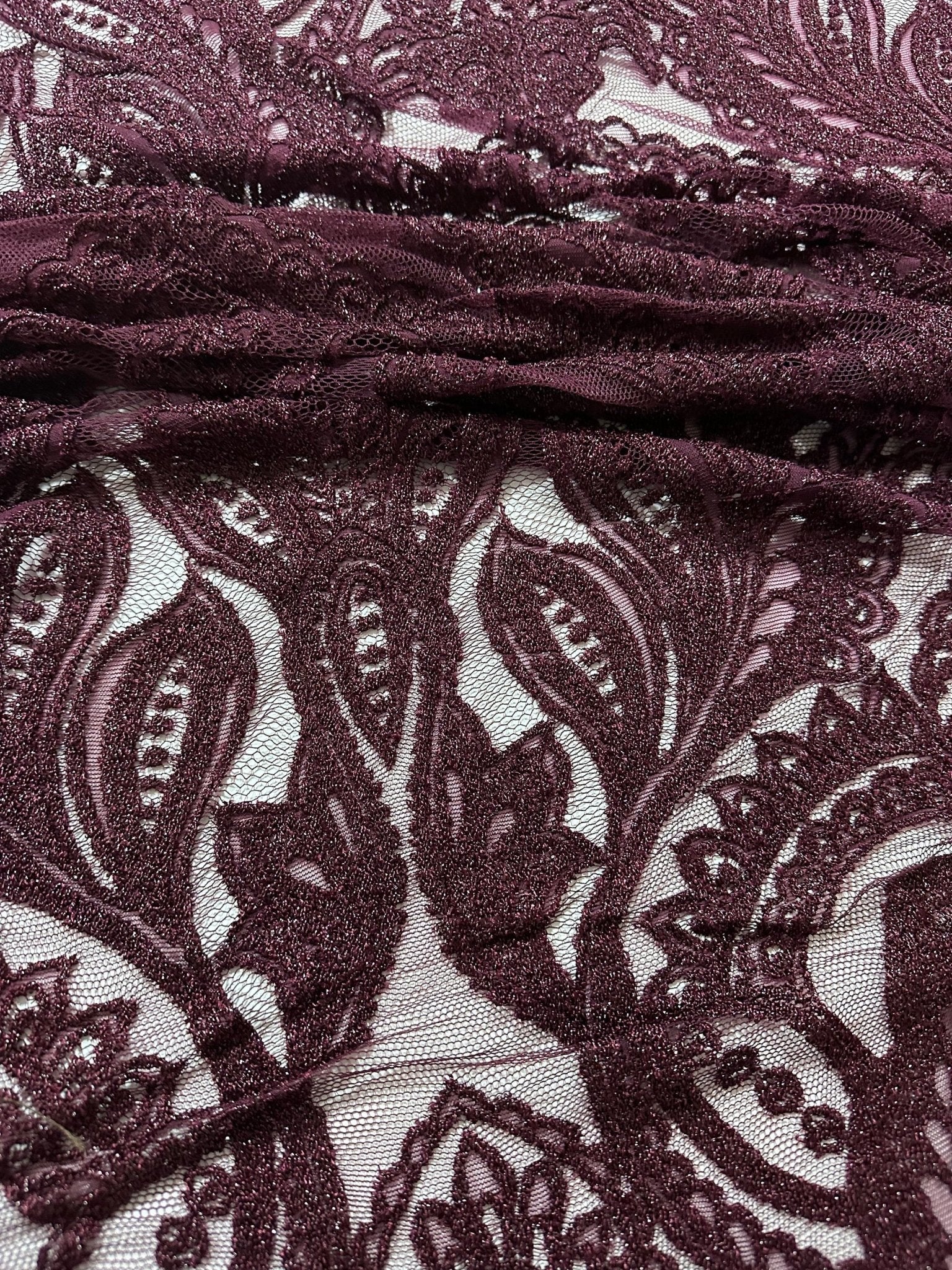 Bordeaux Lace Fabric, Floral Pattern Lace Fabric - Whotex Online Fabric Store