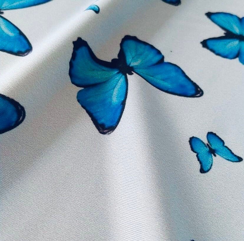 Butterfly Pattern, Baby Blue Fabric - Whotex Online Fabric Store