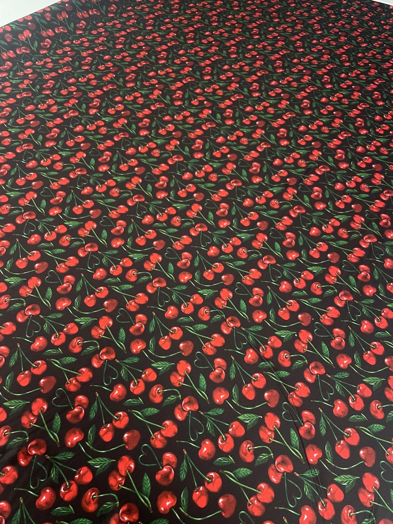Cherry Print Fabric – Retro Red Fruit Pattern by Metre - Whotex Fabrics London
