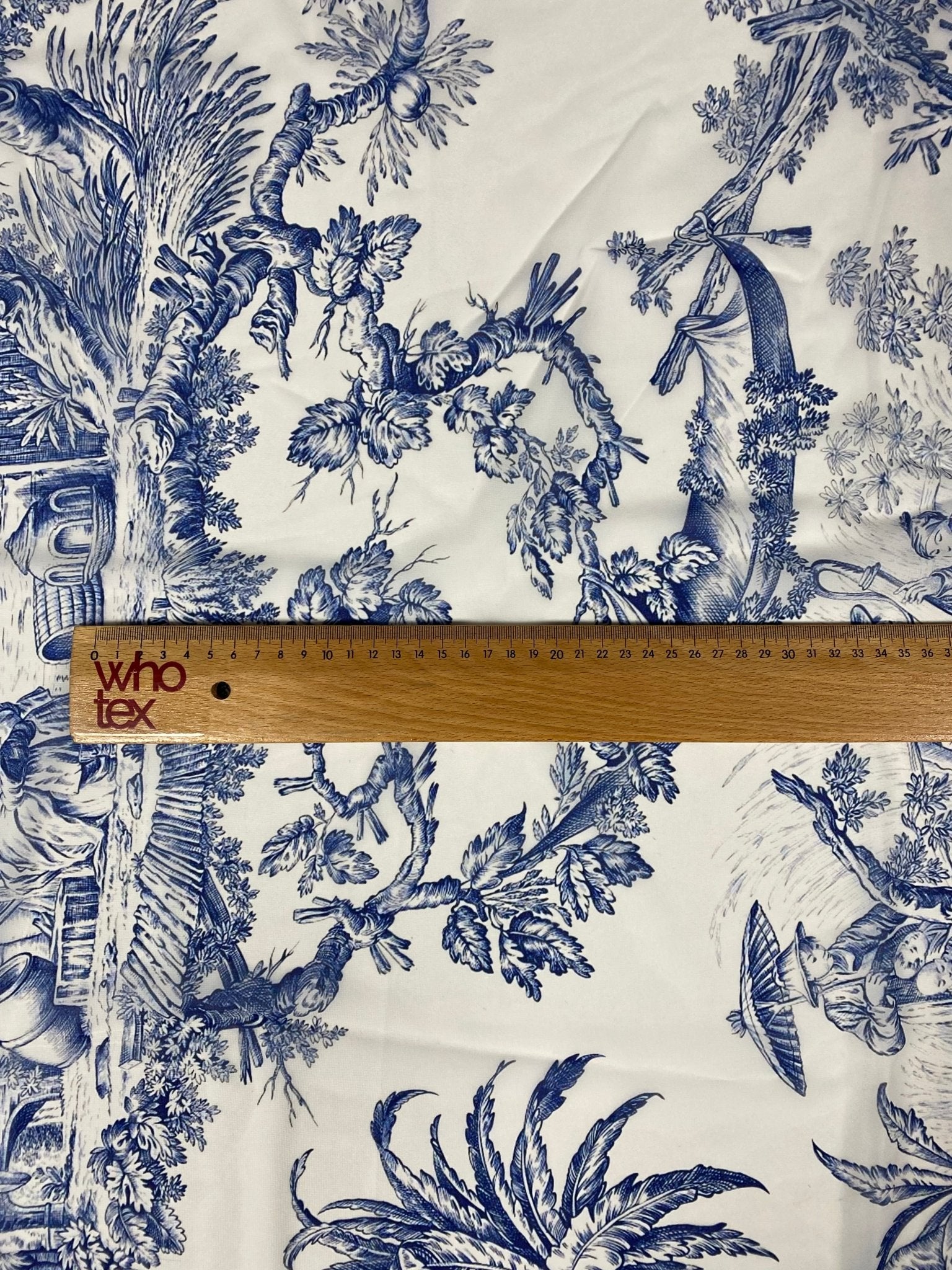 Classic Blue Toile de Jouy Print Fabric - Whotex Online Fabric Store
