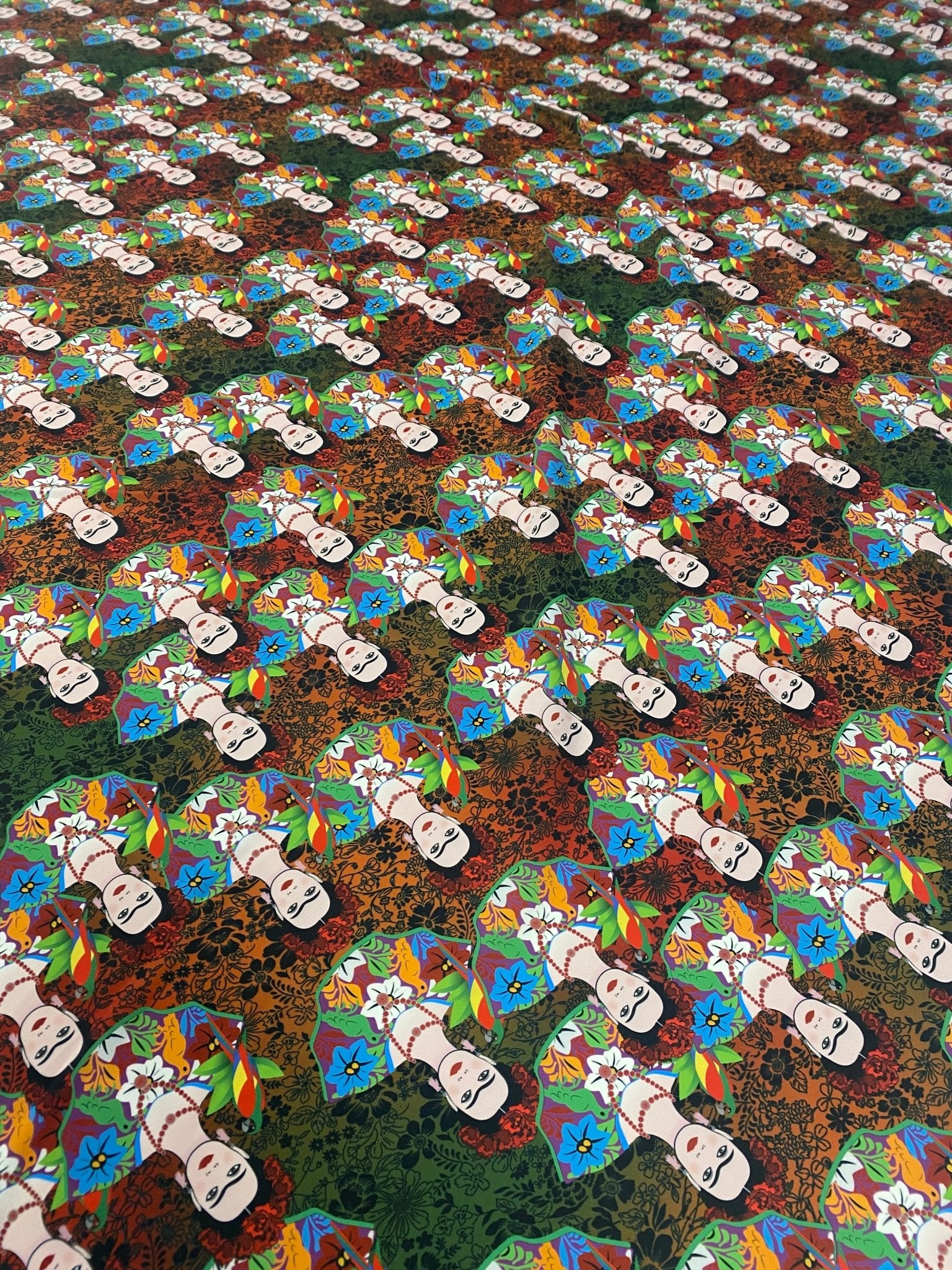 Colorful Frida Kahlo Inspired Floral Print Fabric - Whotex Online Fabric Store