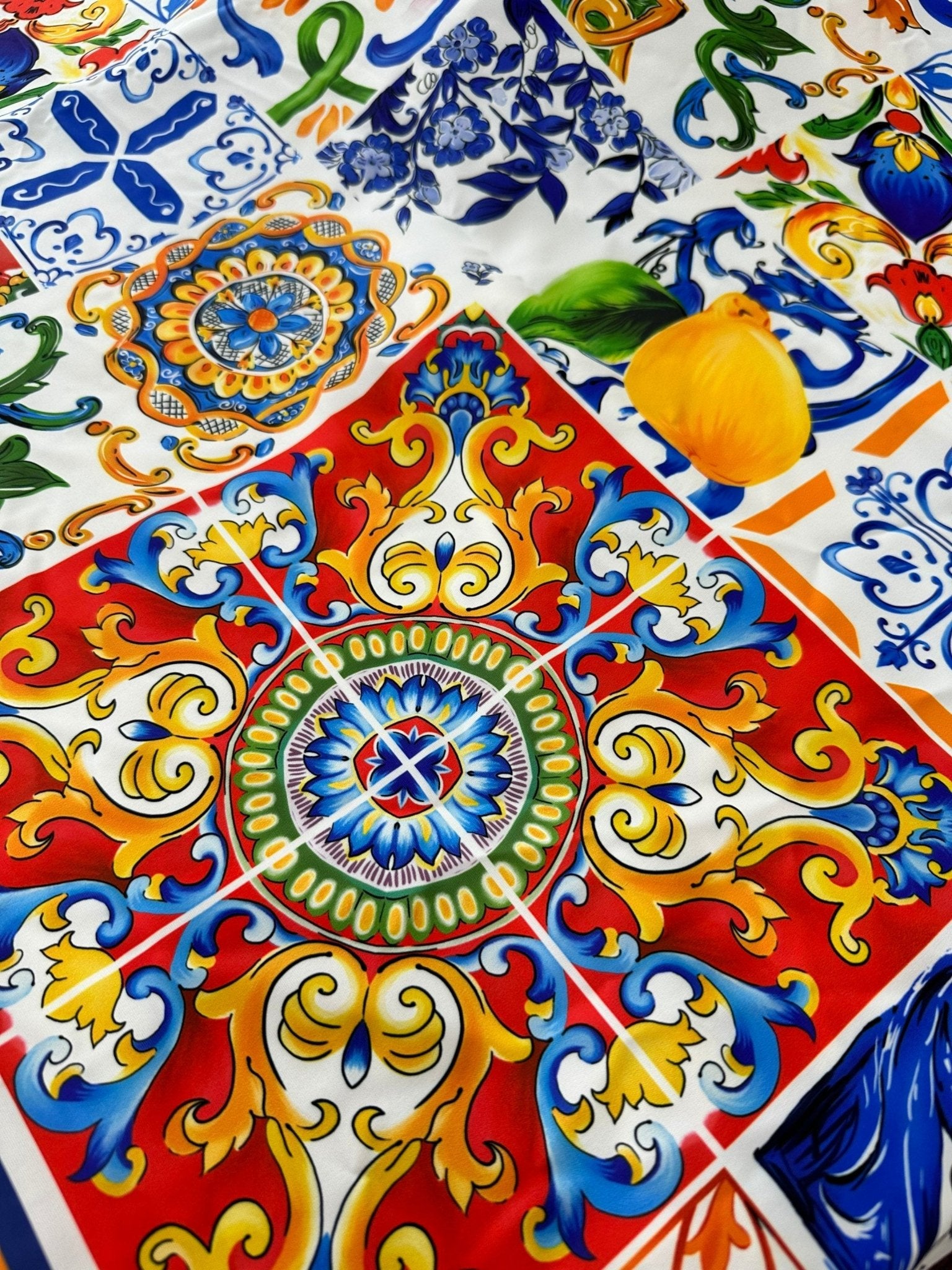 Coupon Fabric, Sicilian print Silky Crepe Fabric , Fabric by the yard, Panel Fabric 150*100cm // 1.64 * 1.09 yard - Whotex Online Fabric Store